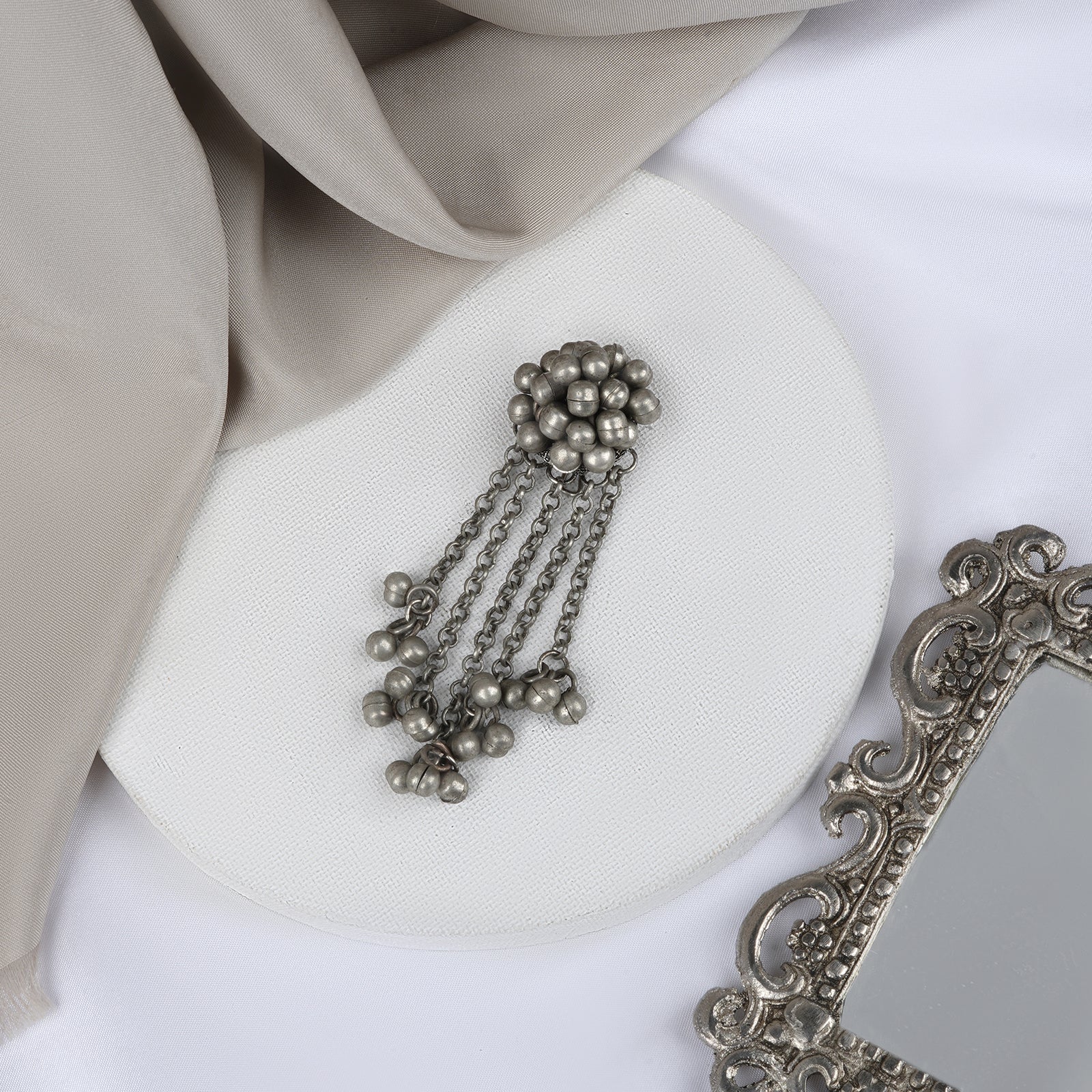 Teejh Naaz Silver Oxidised Ghungroo Juda Pin - Image 2