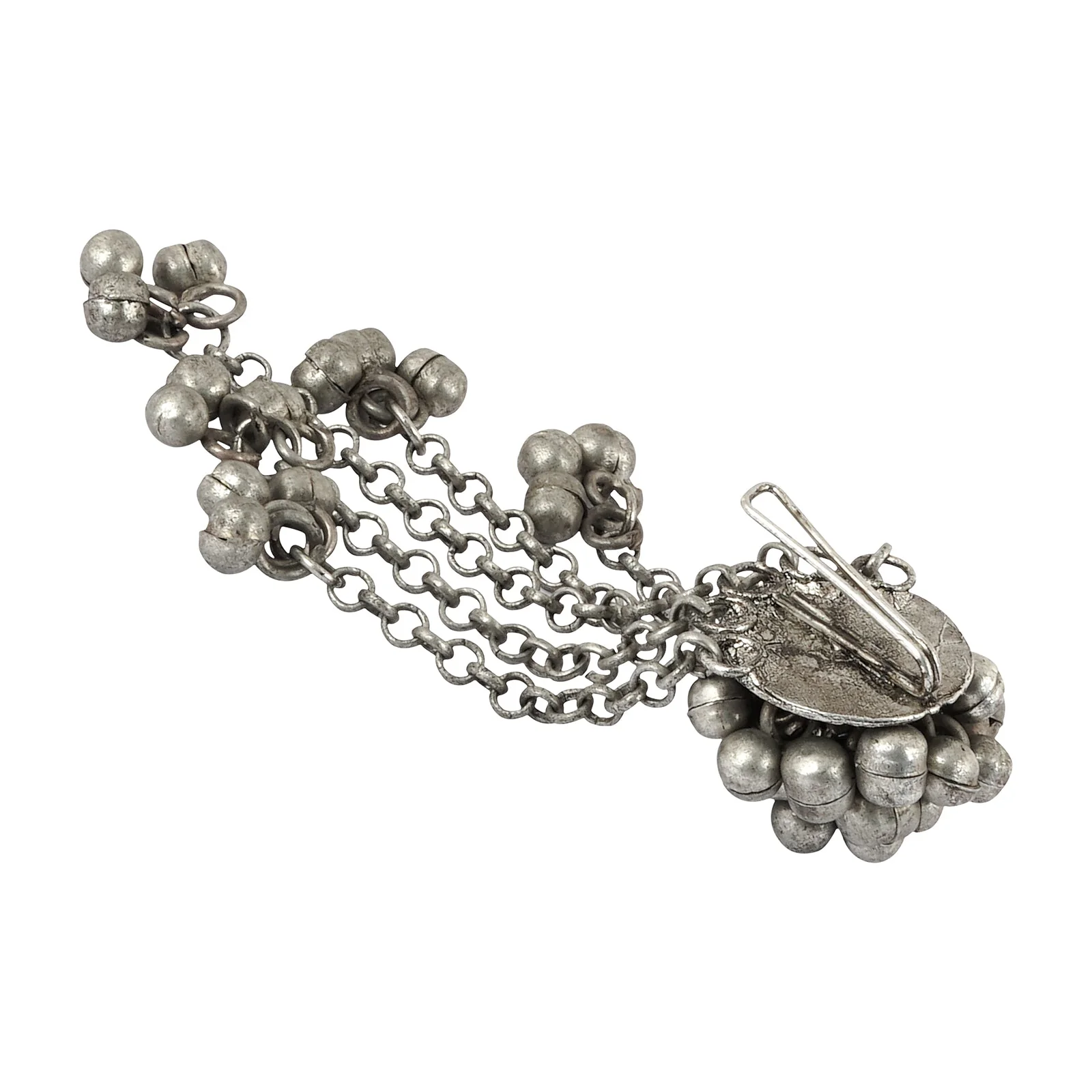 Teejh Naaz Silver Oxidised Ghungroo Juda Pin - Image 5