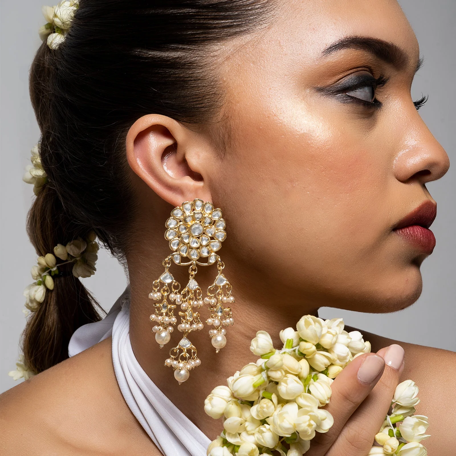 Teejh Nainika Pearl and Polki Earring - Image 2