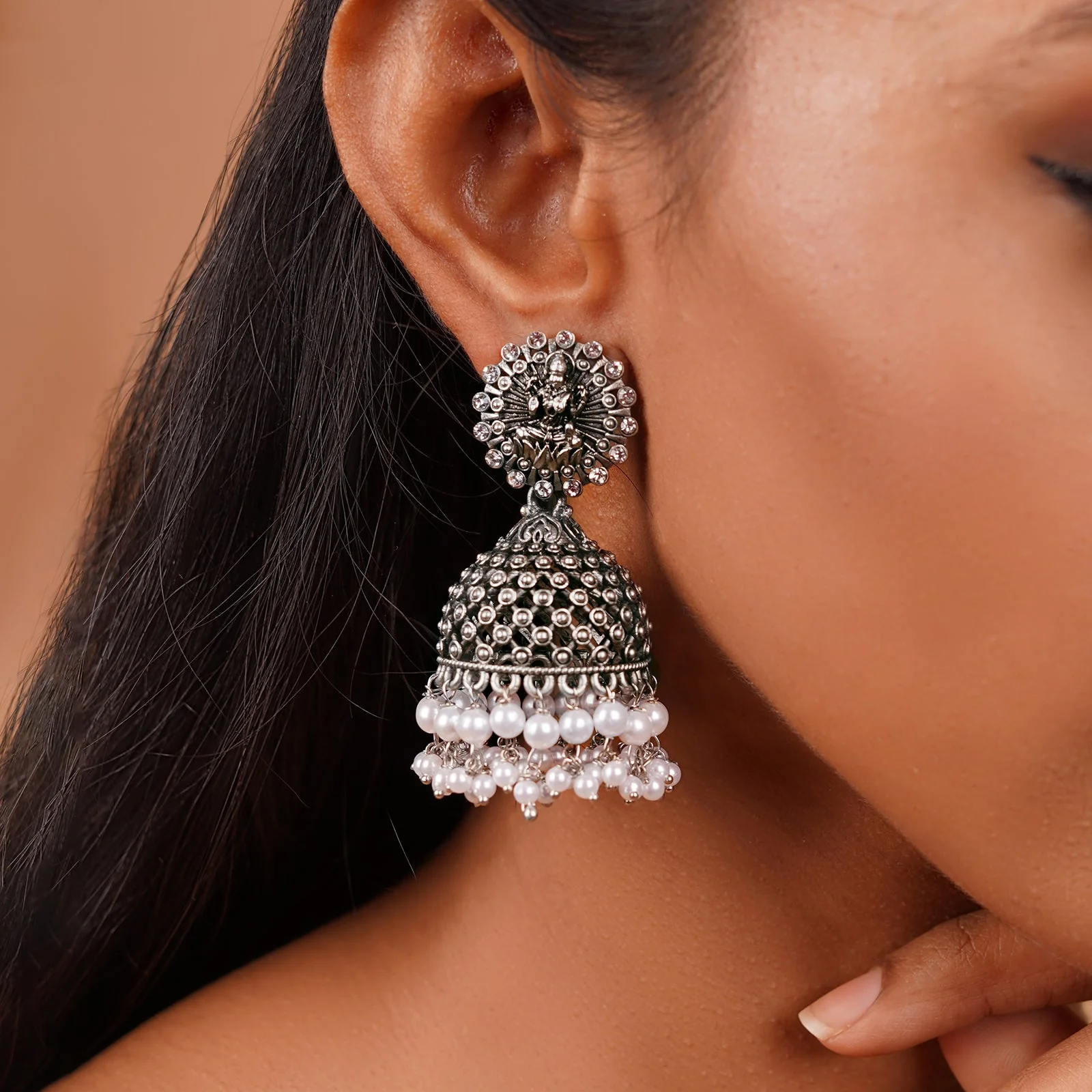 Teejh Nandika Silver Oxidised Earrings - Image 2