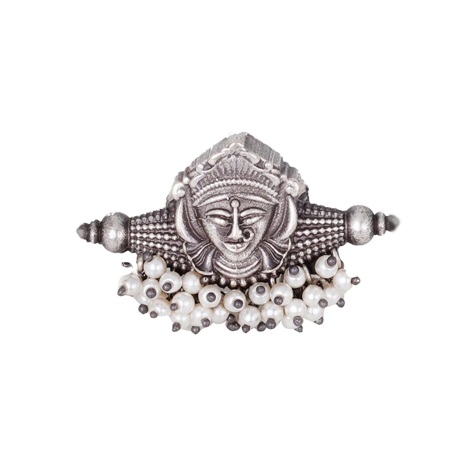 Teejh Navika Tribal Ethnic Silver Oxidised Teejh Ring - Image 3