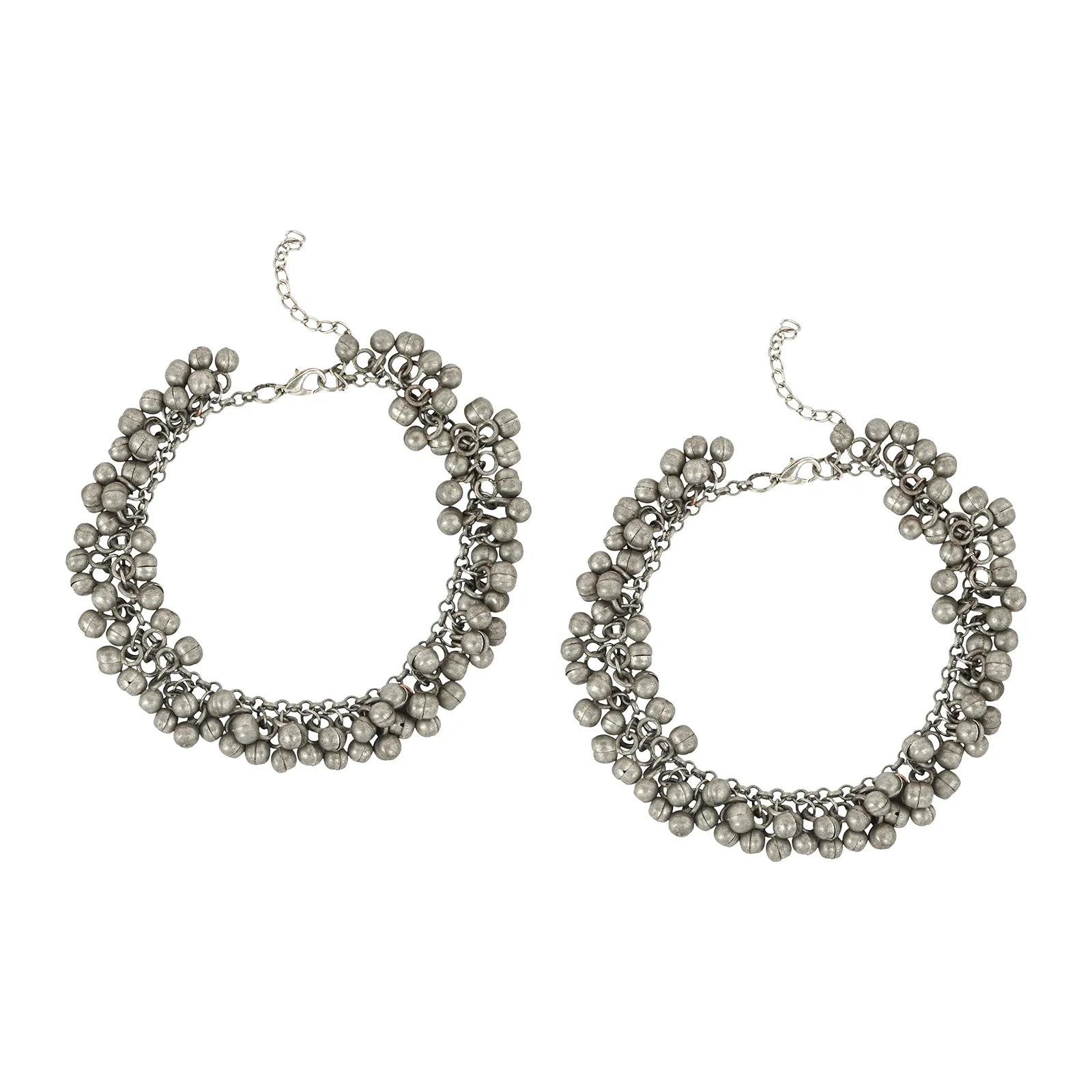 Teejh Nazah Silver Oxidised Ghungroo Anklet - Image 3