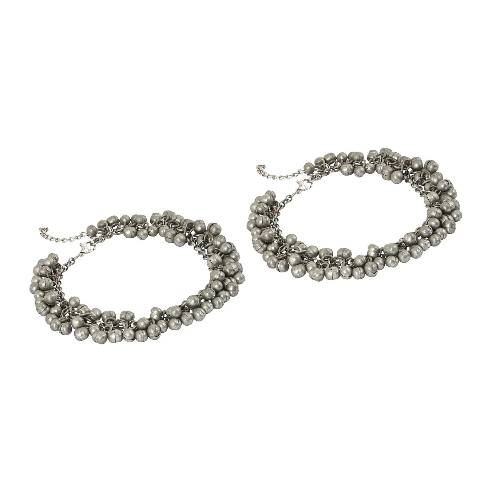 Teejh Nazah Silver Oxidised Ghungroo Anklet - Image 4