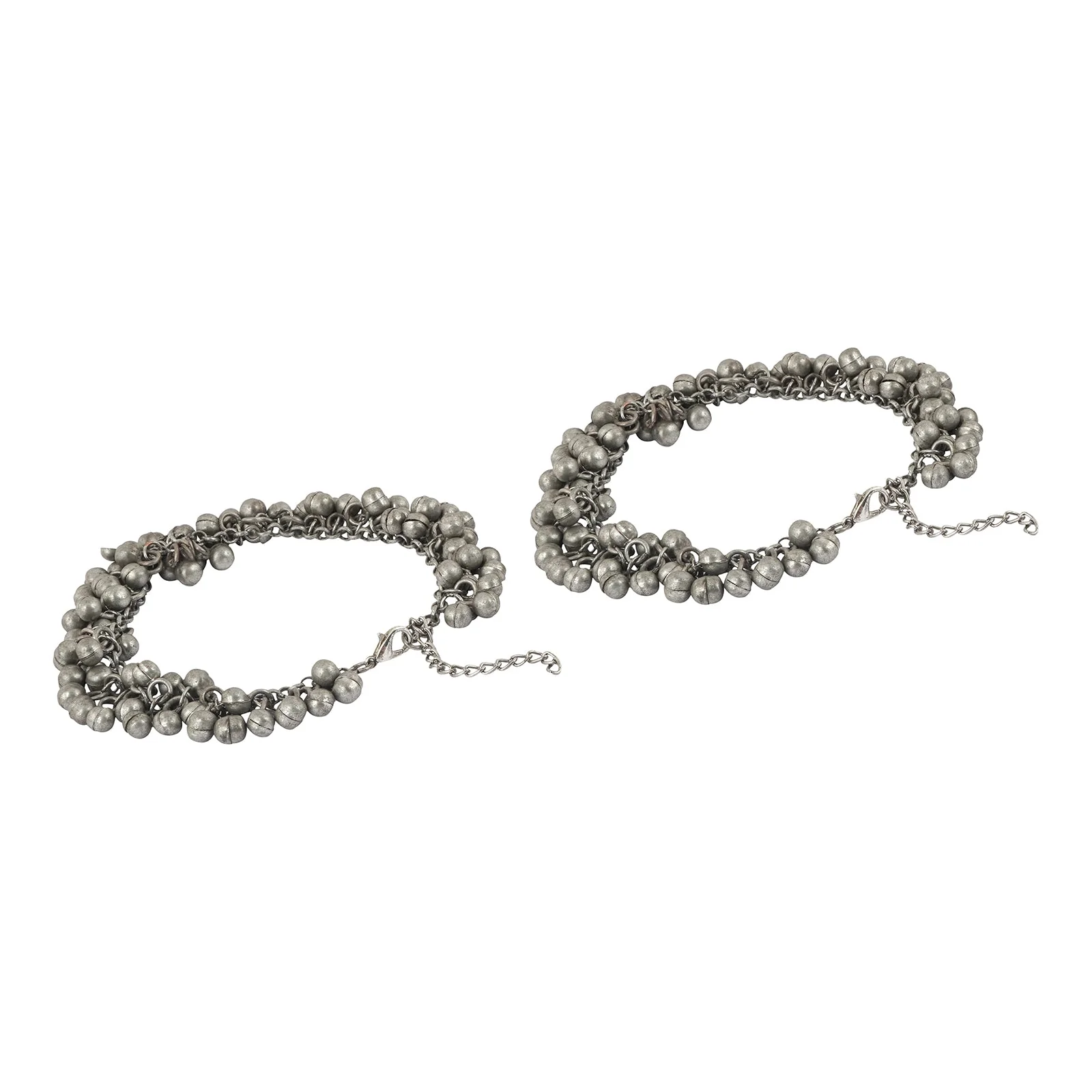 Teejh Nazah Silver Oxidised Ghungroo Anklet - Image 5
