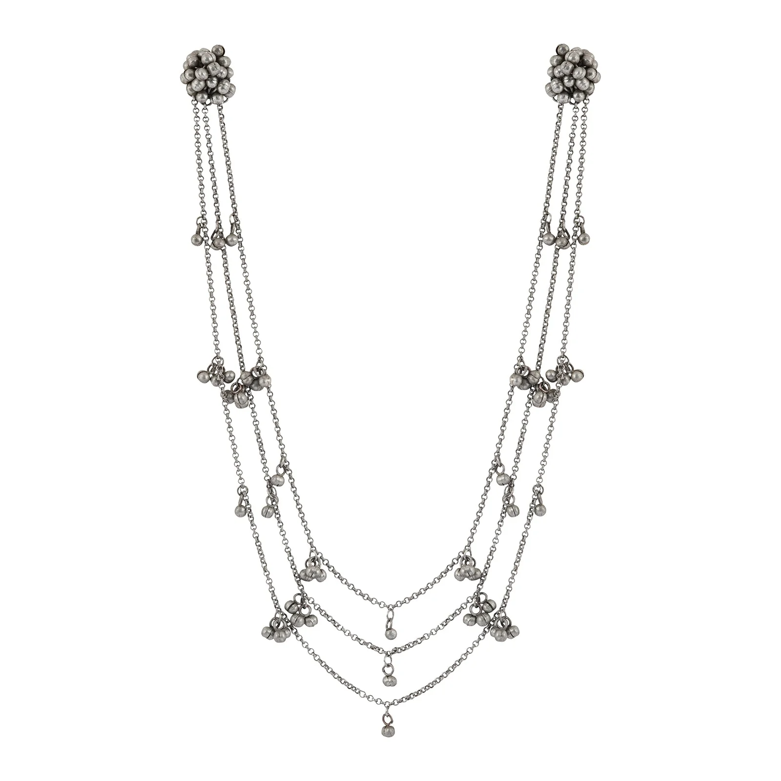 Teejh Nazaha Silver Oxidised Ghungroo Earring Necklace - Image 3