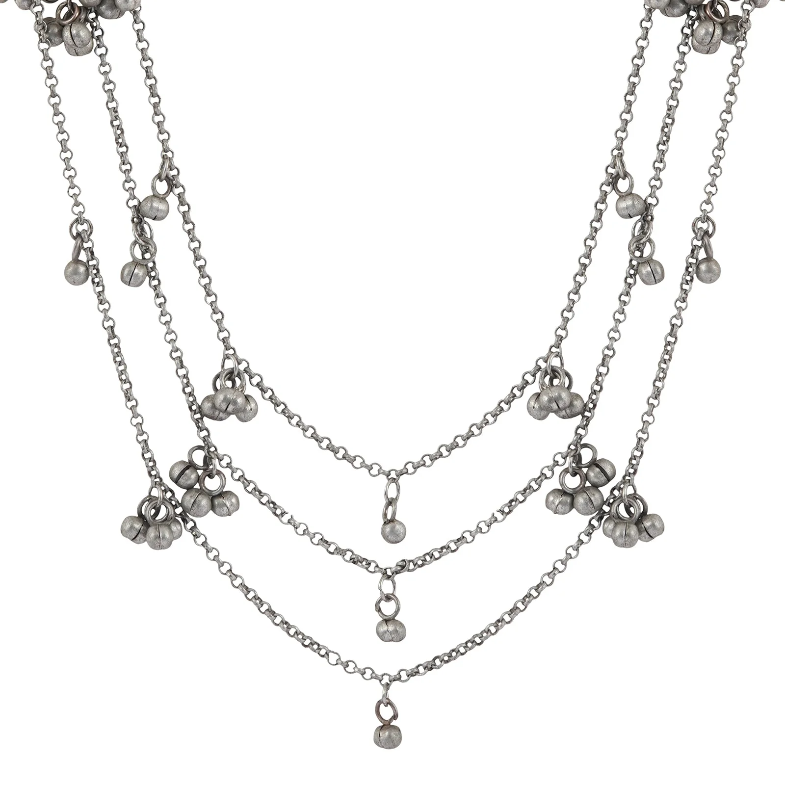 Teejh Nazaha Silver Oxidised Ghungroo Earring Necklace - Image 4