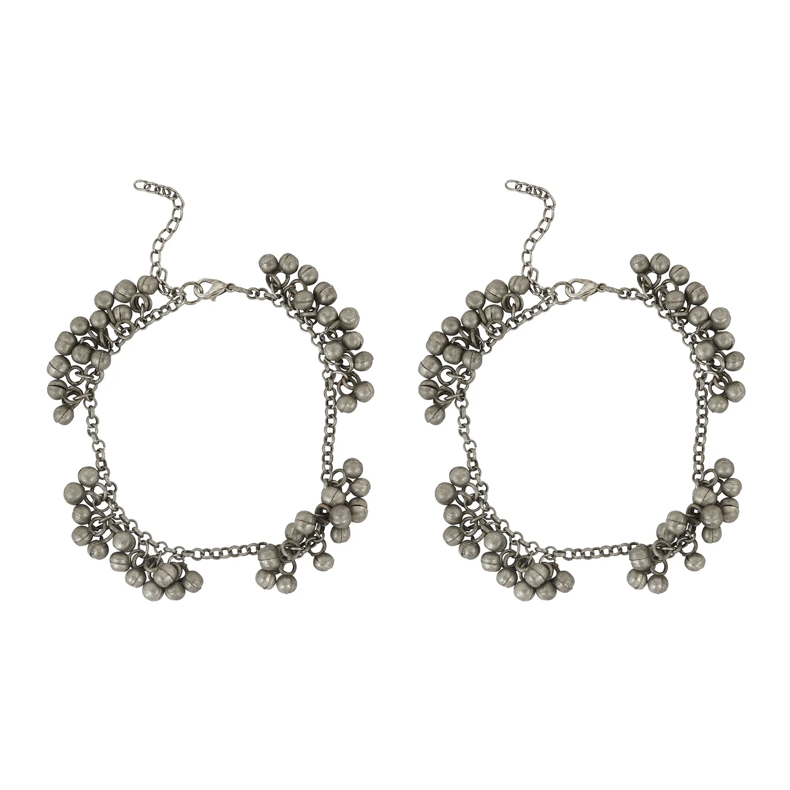 Teejh Nazreen Silver Oxidised Ghungroo Anklet - Image 3