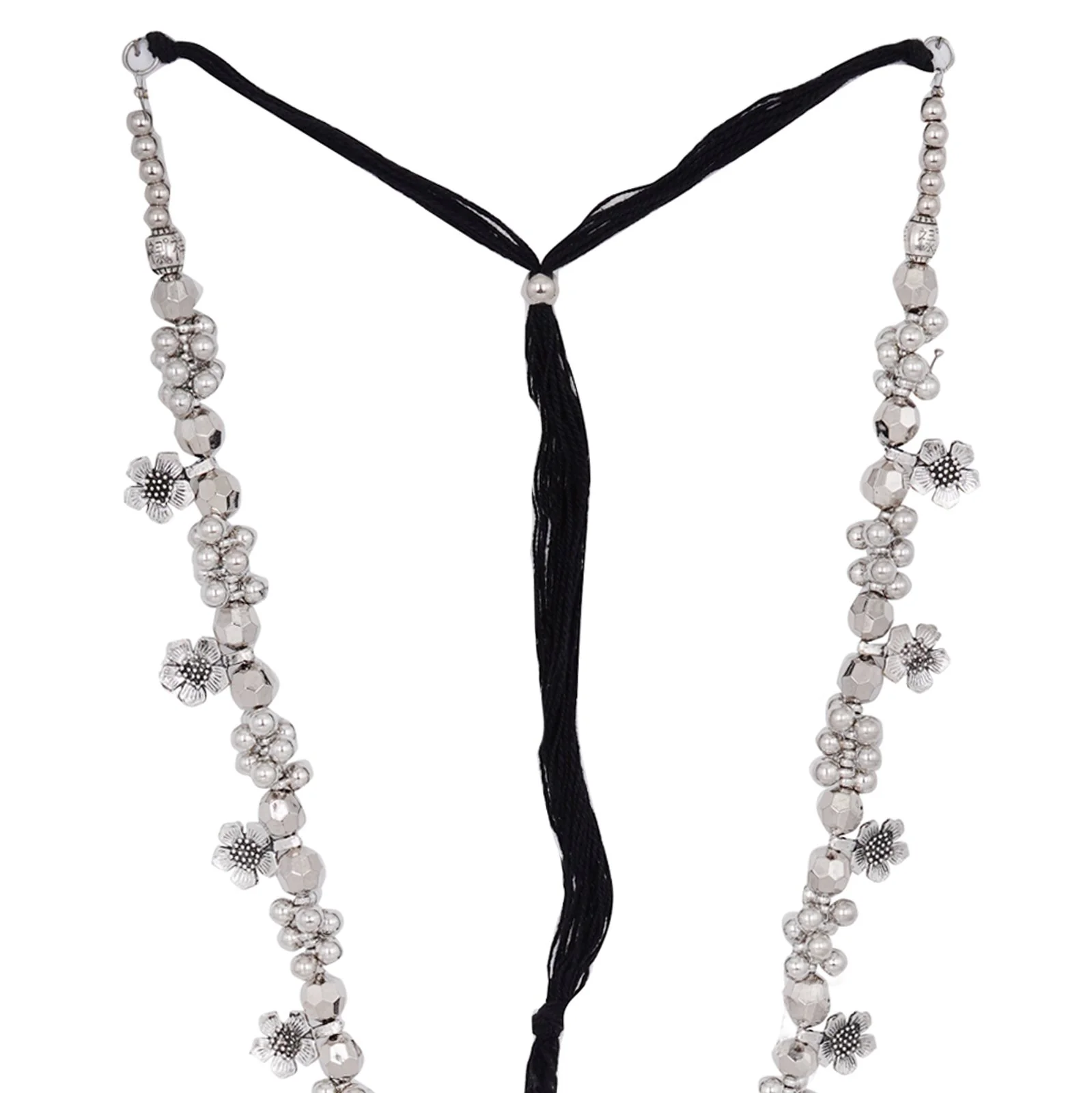 Teejh Nihan Ethnic Silver Oxidised ghungroo Long necklace - Image 6