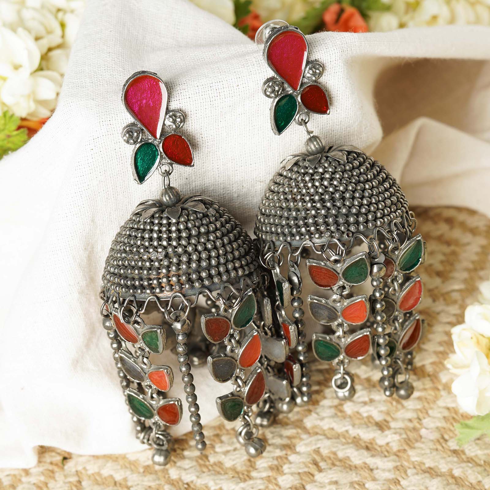 Teejh Niharika Silver Oxidised Earring - Image 2