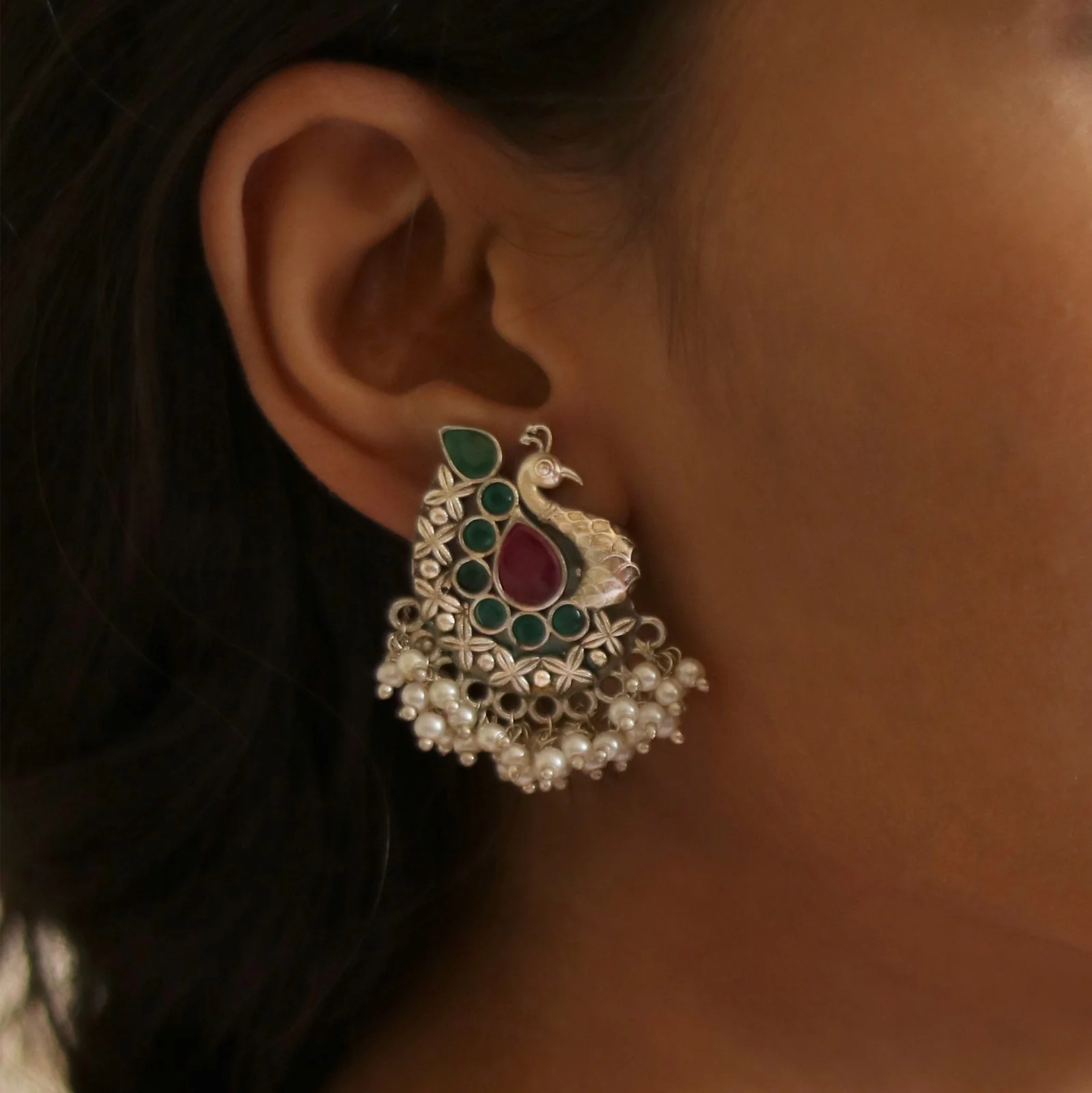 Teejh Nirali Multicolored Silver Oxidised Earrings - Image 2