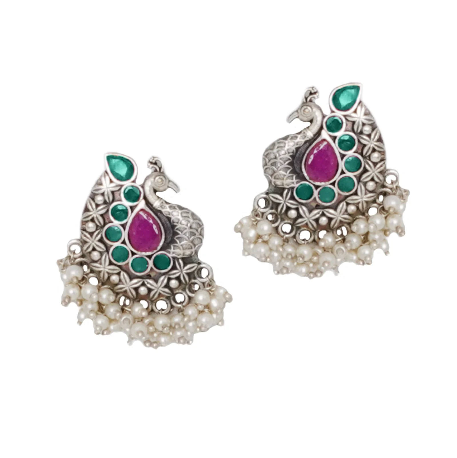 Teejh Nirali Multicolored Silver Oxidised Earrings - Image 3
