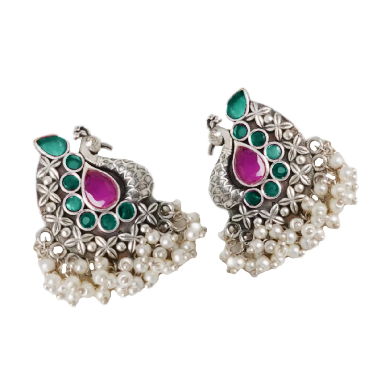 Teejh Nirali Multicolored Silver Oxidised Earrings - Image 4