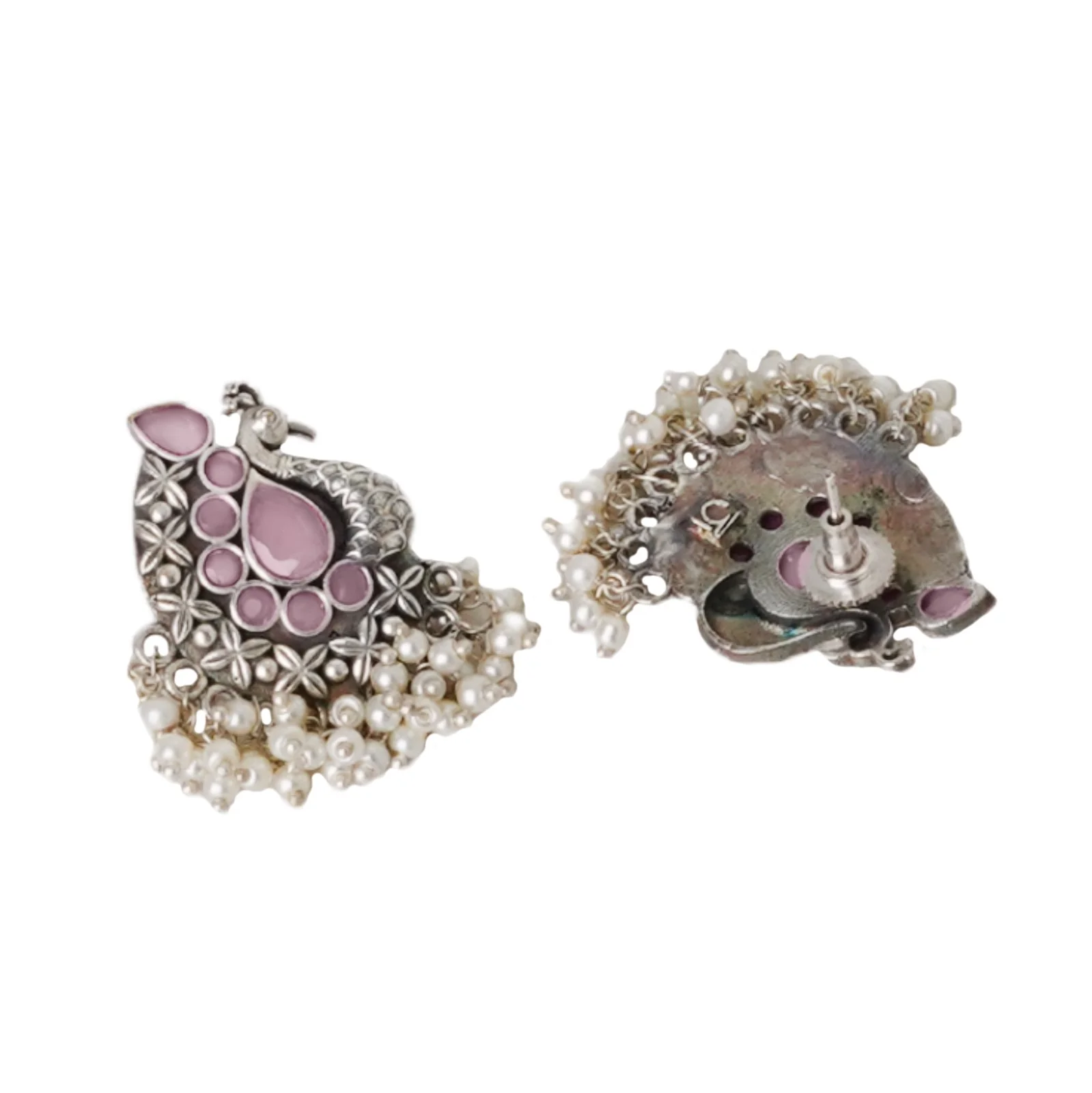 Teejh Nirali Pink Silver Oxidised Earrings - Image 5