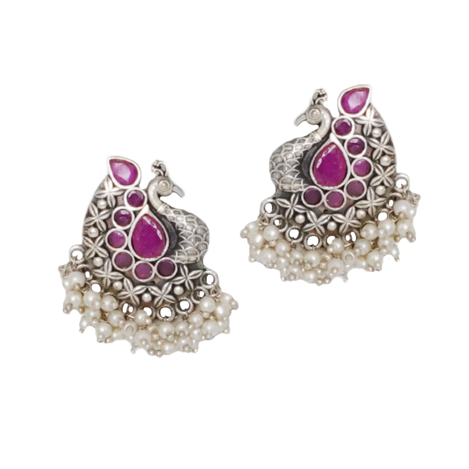 Teejh Nirali Purple Silver Oxidised Earrings - Image 3