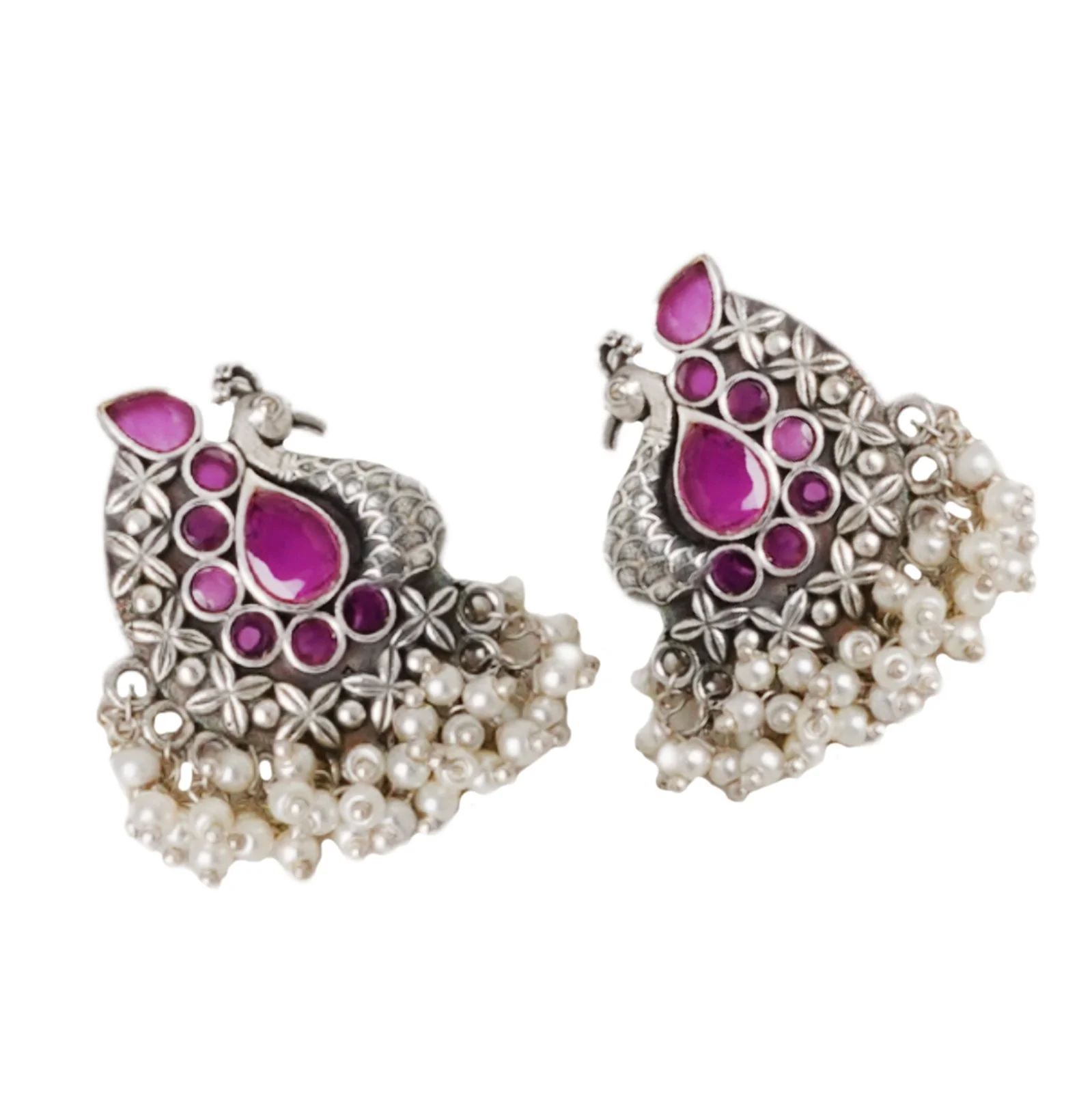 Teejh Nirali Purple Silver Oxidised Earrings - Image 4