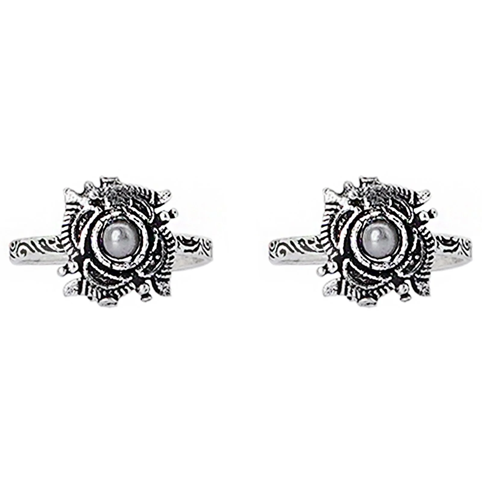 Teejh Niya White Stone Silver Oxidised Toe Rings - Image 4