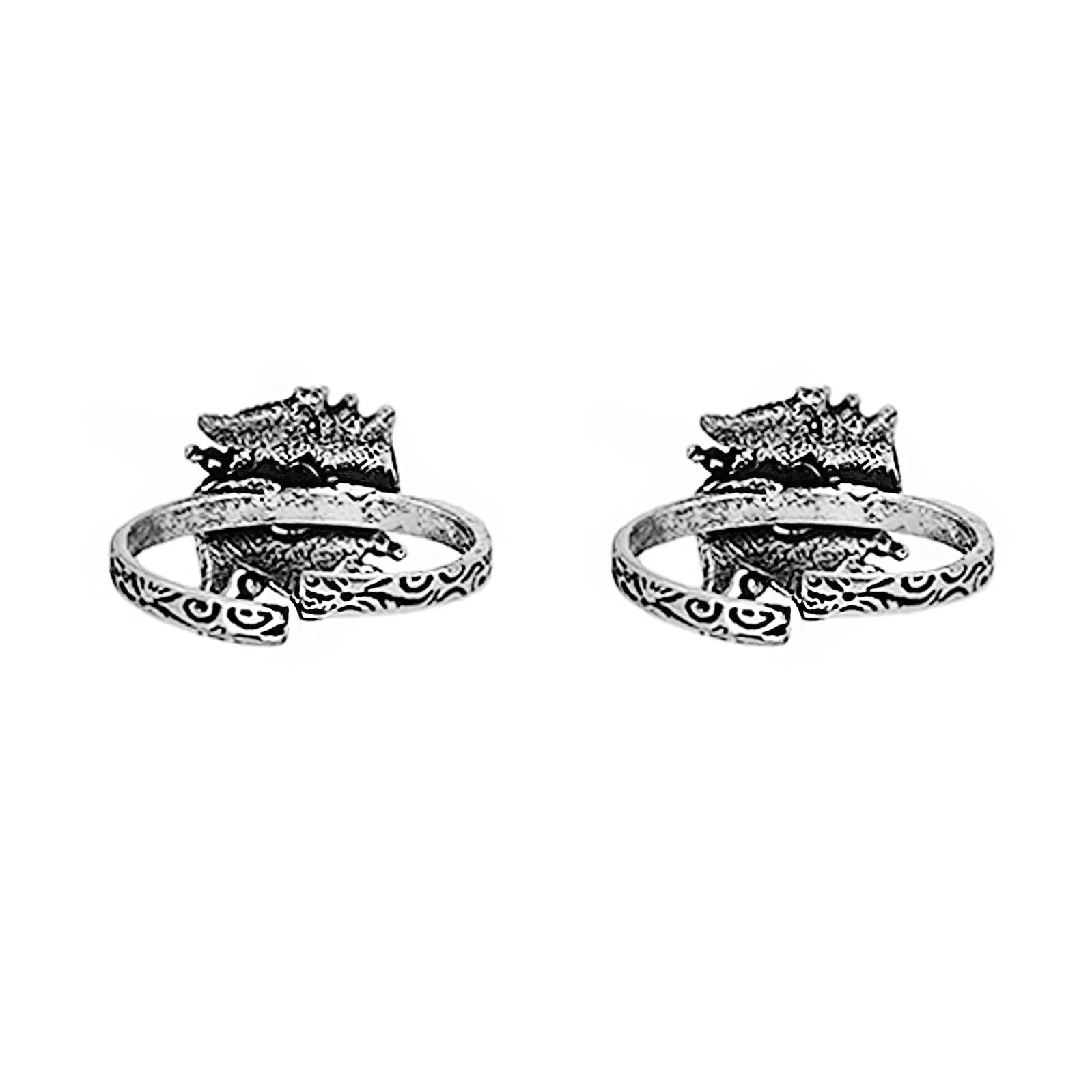 Teejh Niya White Stone Silver Oxidised Toe Rings - Image 6