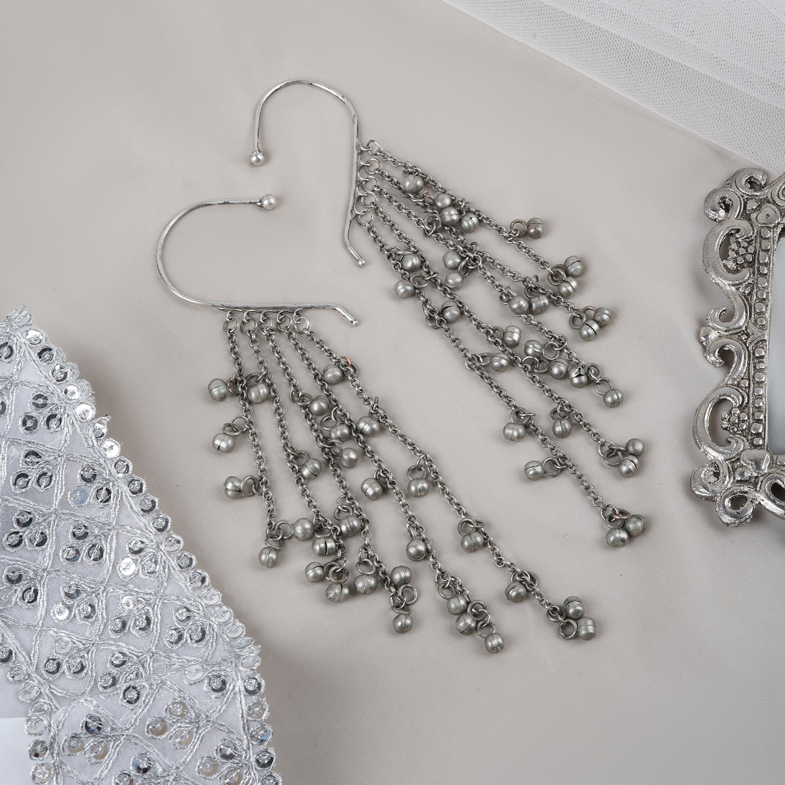 Teejh Nuriya Silver Oxidised Ghungroo Earcuff - Image 2