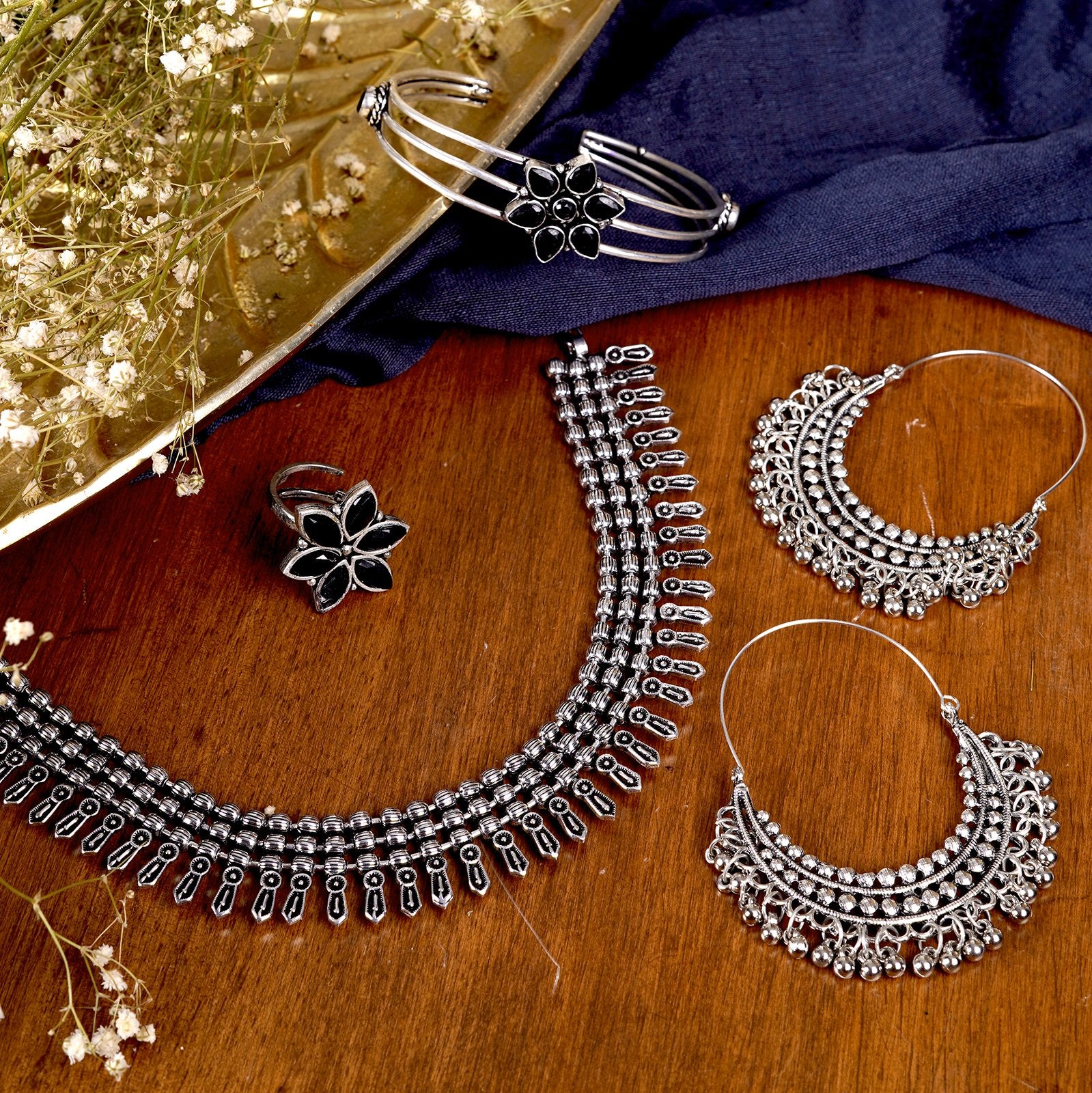 Teejh Nysa Metallic Silver oxidized Jewelry Gift Set - Image 2