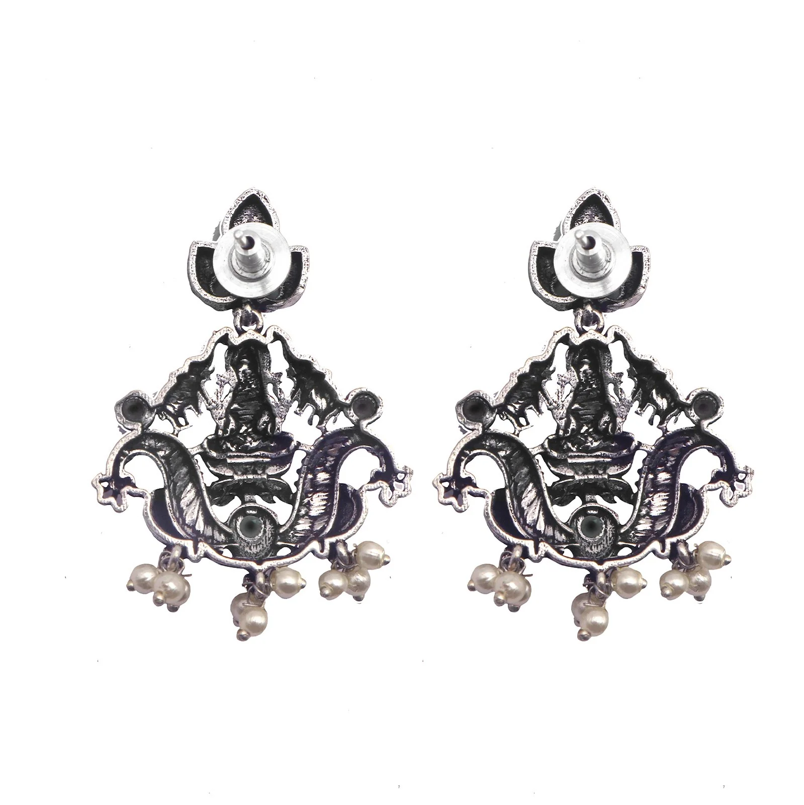 Teejh Odika Black Stone Temple Work Necklace Set - Image 10