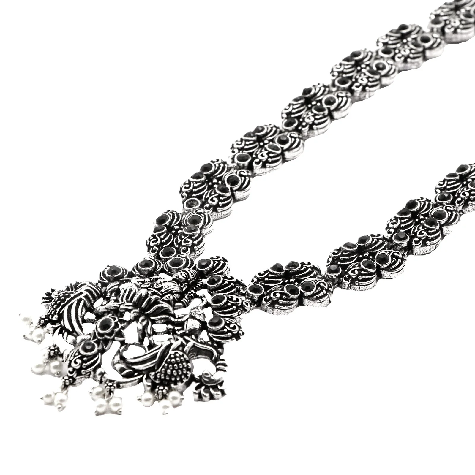 Teejh Odika Black Stone Temple Work Necklace Set - Image 6