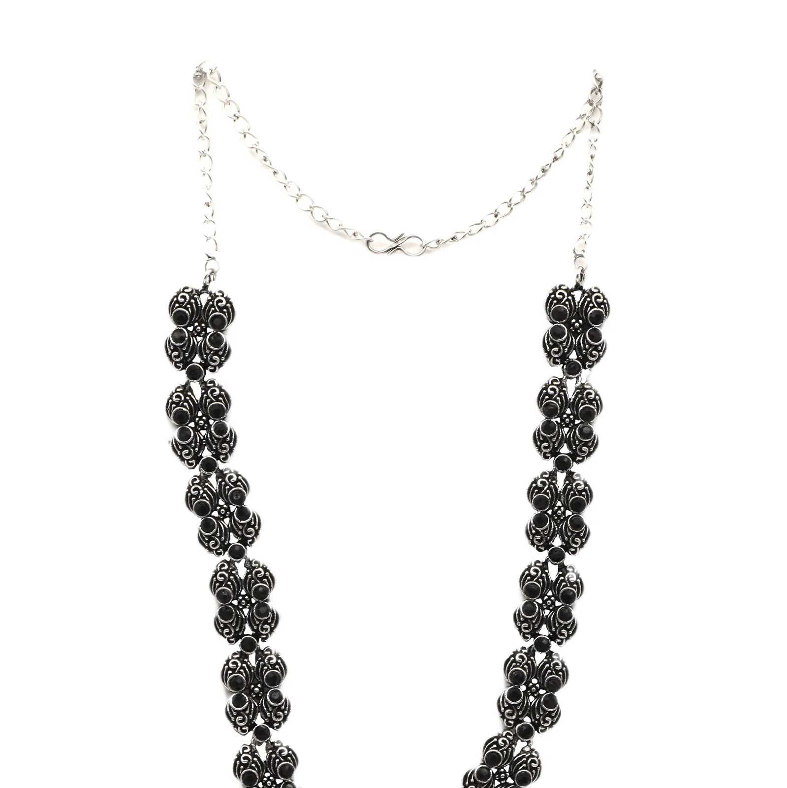 Teejh Odika Black Stone Temple Work Necklace Set - Image 7