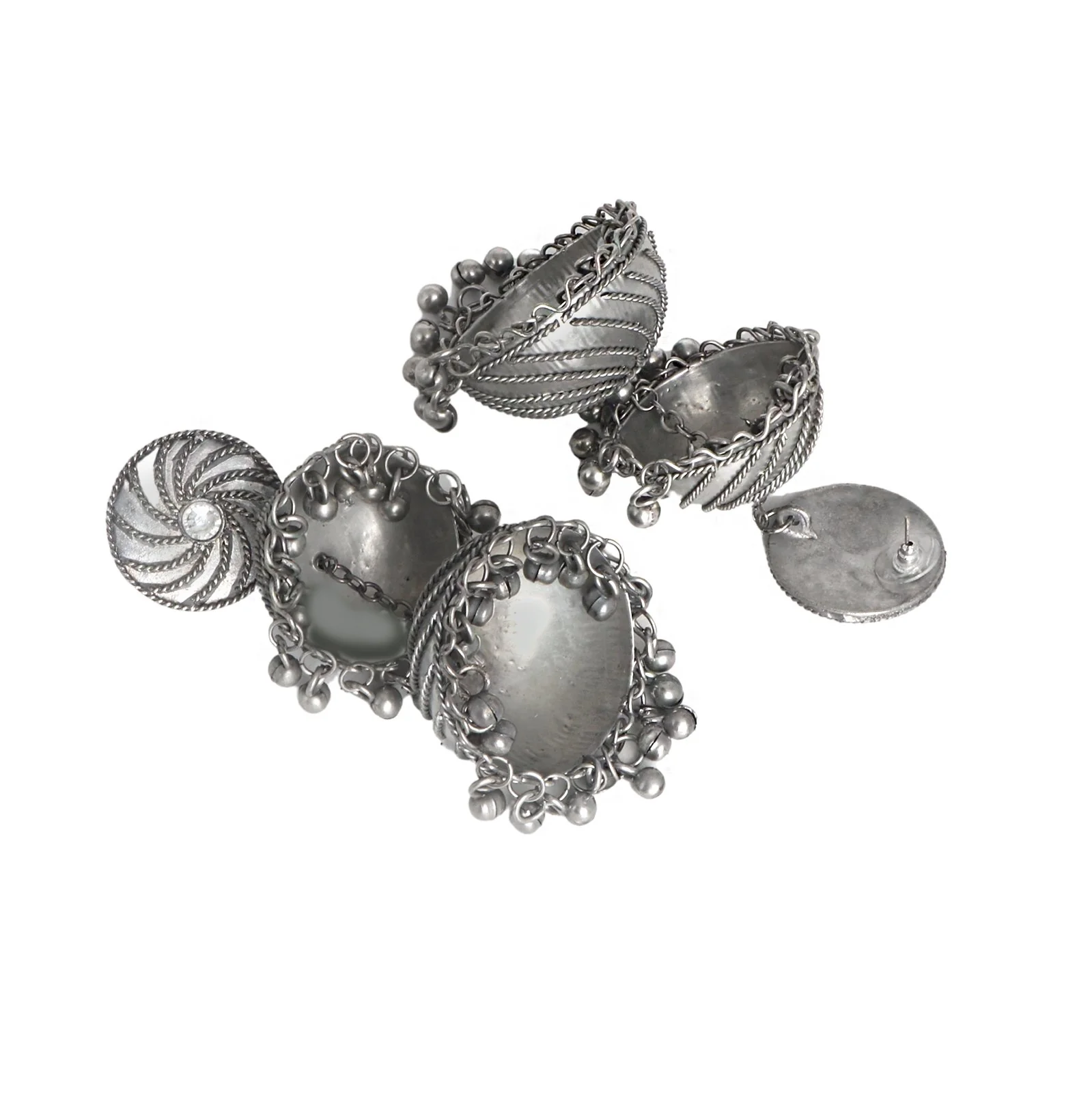Teejh Oishi Silver Oxidised Jhumkis - Image 5