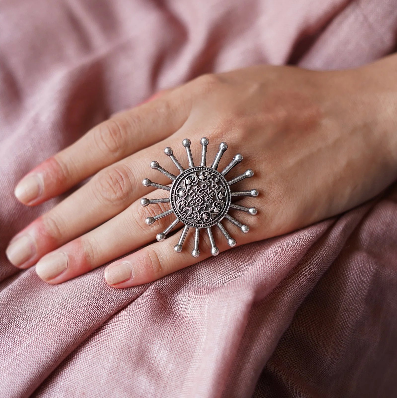 Teejh Omisha Silver Oxidised Ring - Image 2