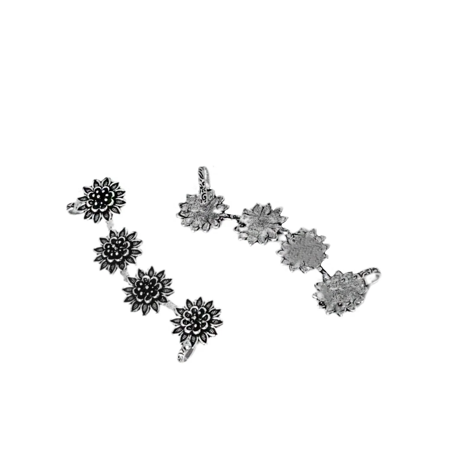Teejh Panchali Silver Oxidised Floral Earcuffs - Image 4