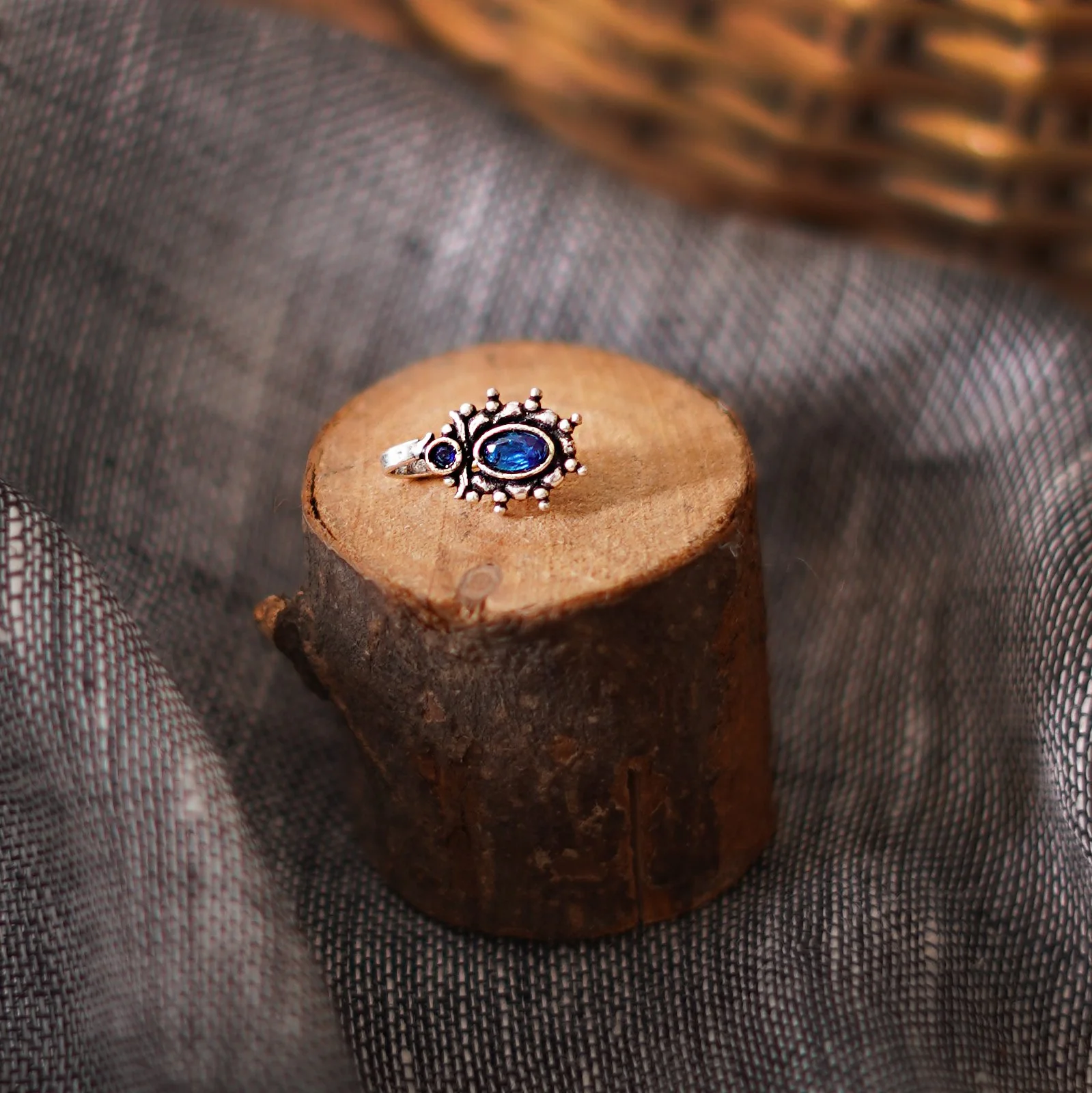 Teejh Parthavi Blue Stone Nose Pin - Image 2