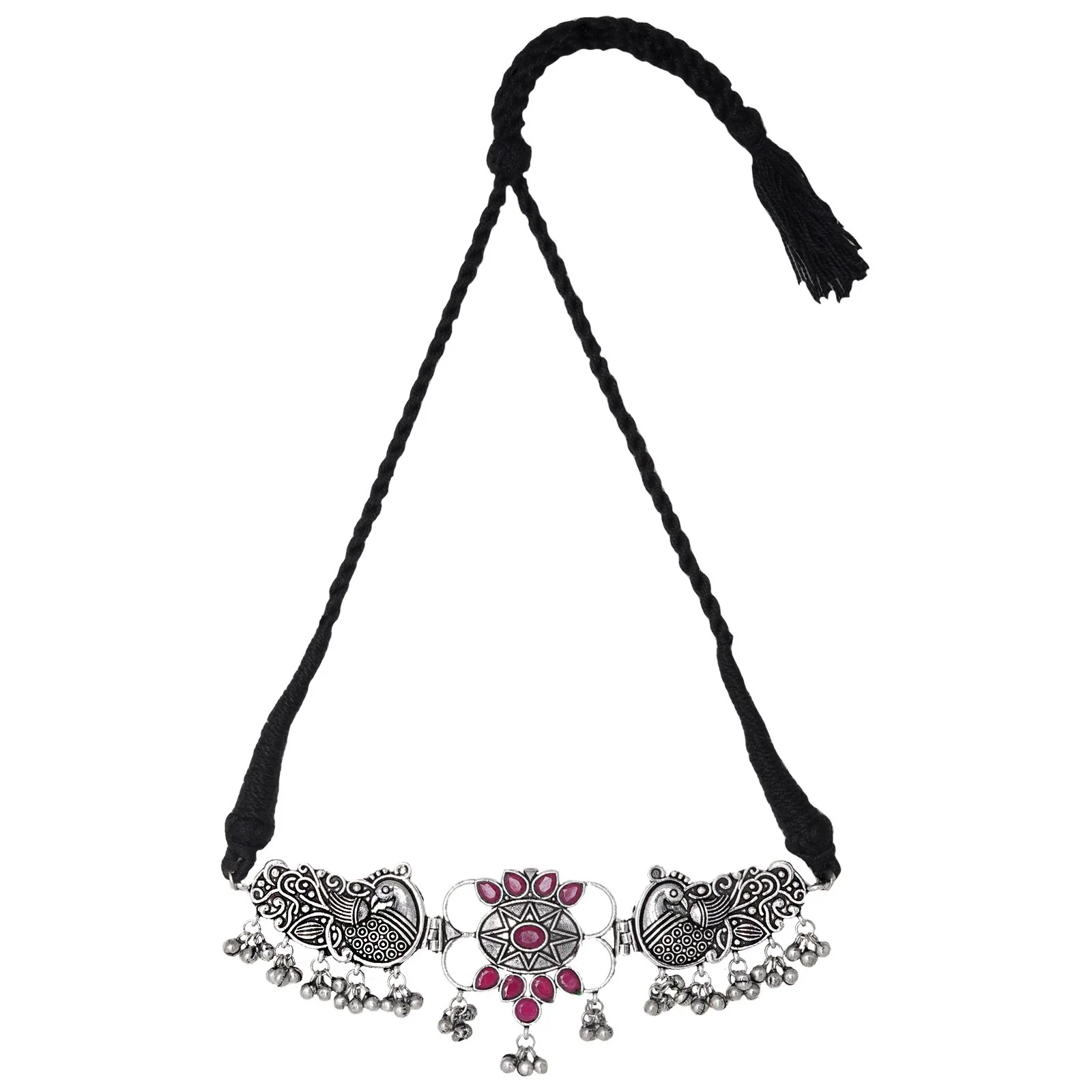 Teejh Parul Pink Peacock Choker Necklace - Image 3