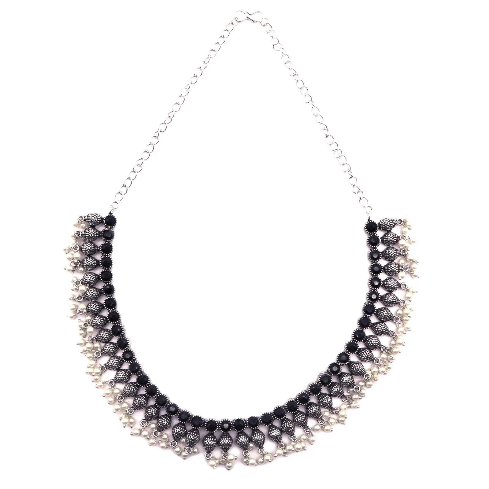 Teejh Pihu Black Stone Choker Necklace Set - Image 4
