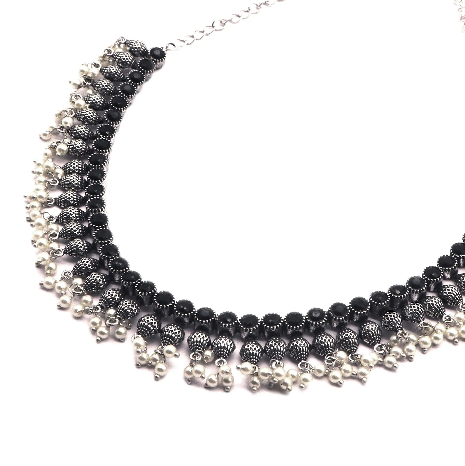 Teejh Pihu Black Stone Choker Necklace Set - Image 5