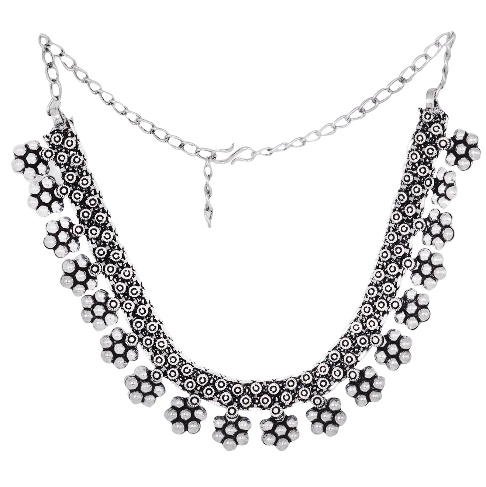 Teejh Praanvi Ethnic Silver Oxidised Choker Necklace - Image 3