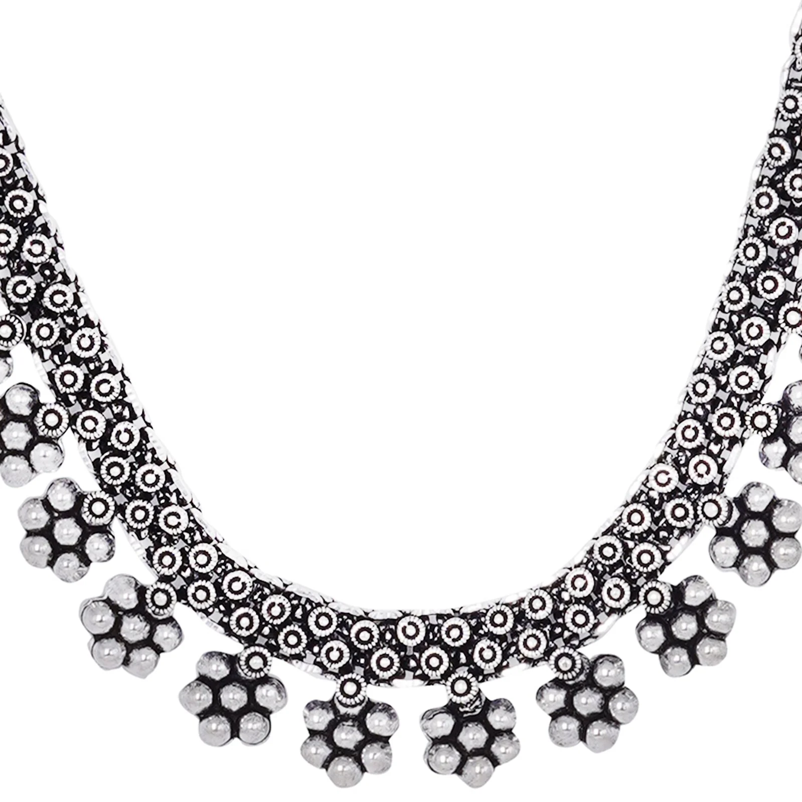 Teejh Praanvi Ethnic Silver Oxidised Choker Necklace - Image 4