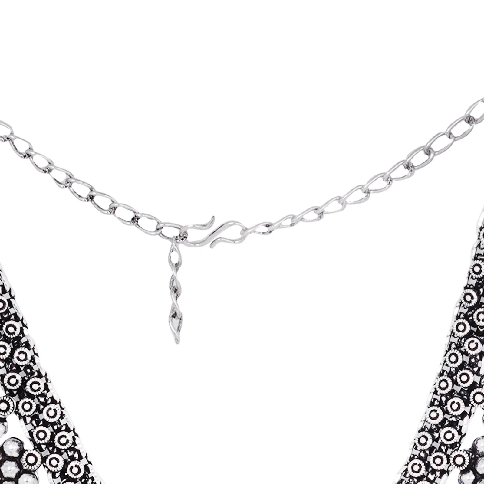 Teejh Praanvi Ethnic Silver Oxidised Choker Necklace - Image 6