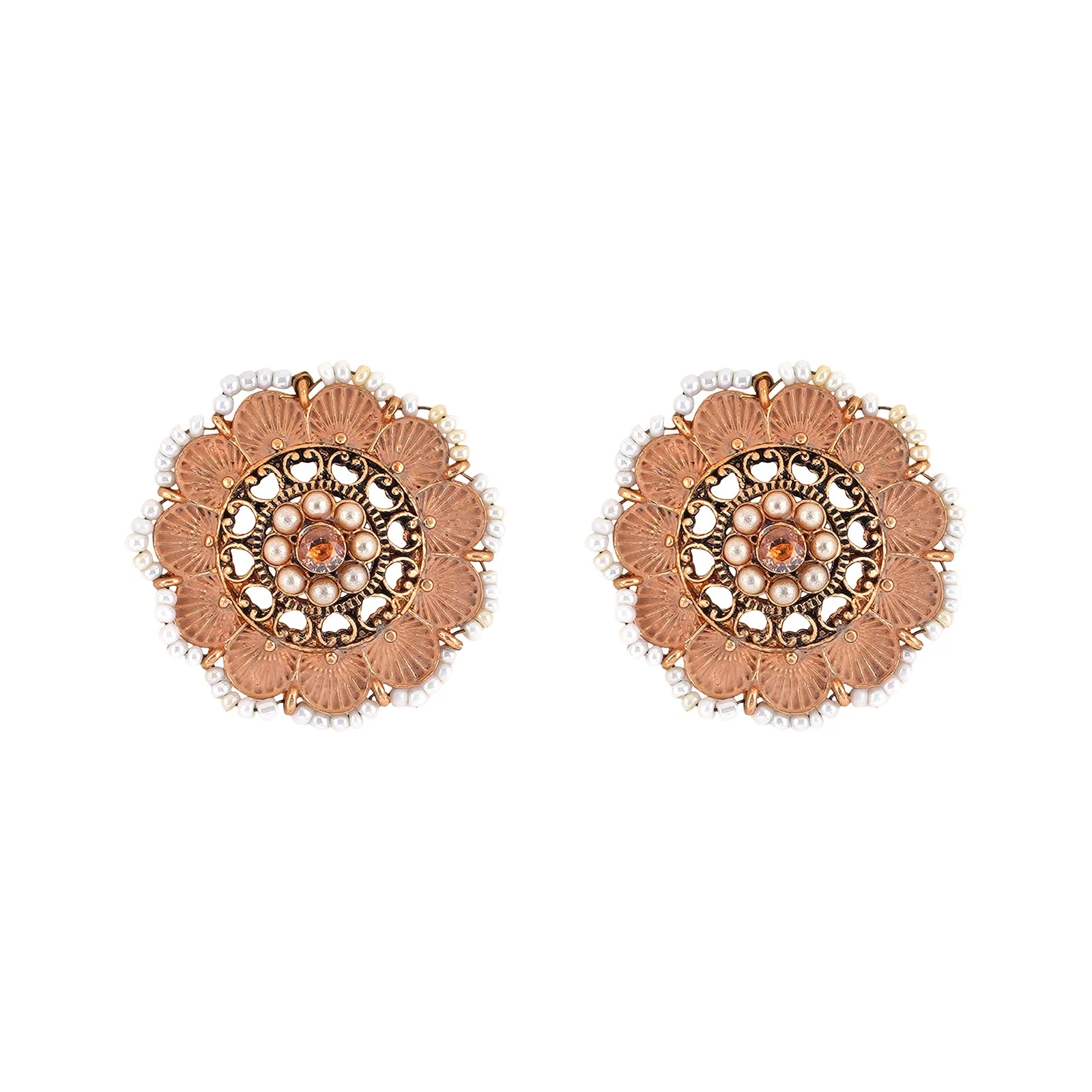 Teejh Pragya Nude Pink Gold Enamel Stud - Image 3