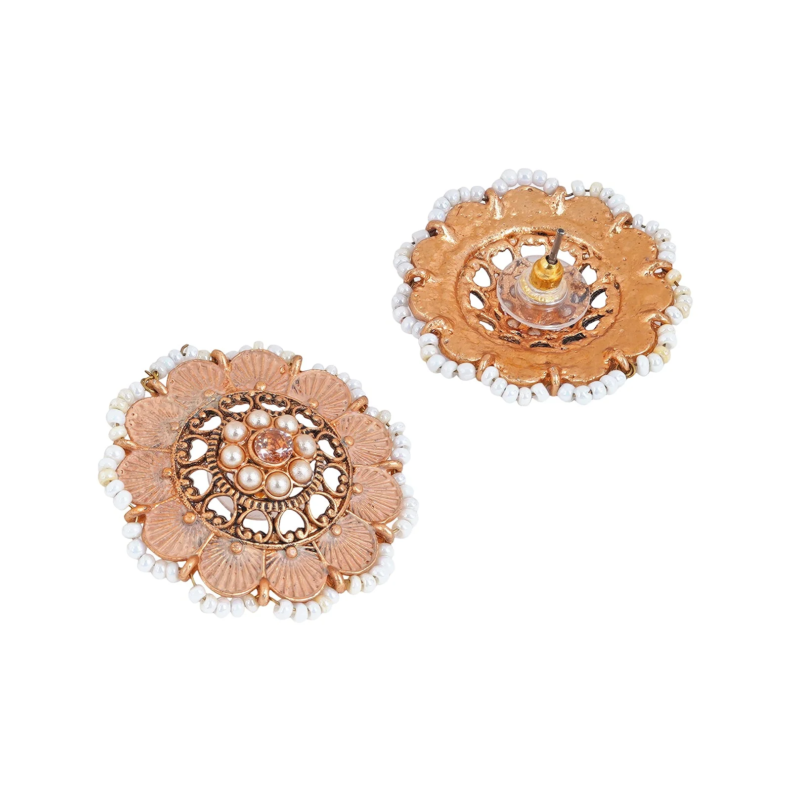 Teejh Pragya Nude Pink Gold Enamel Stud - Image 4