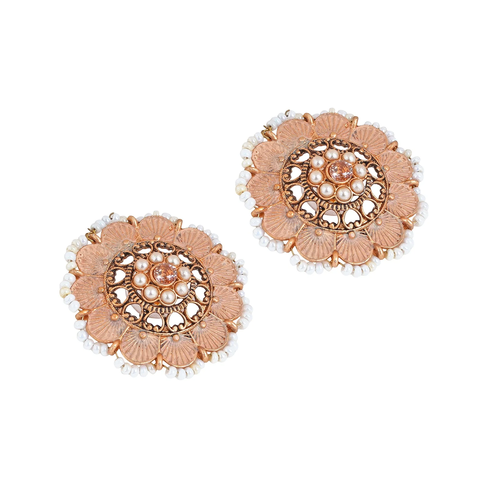 Teejh Pragya Nude Pink Gold Enamel Stud - Image 5