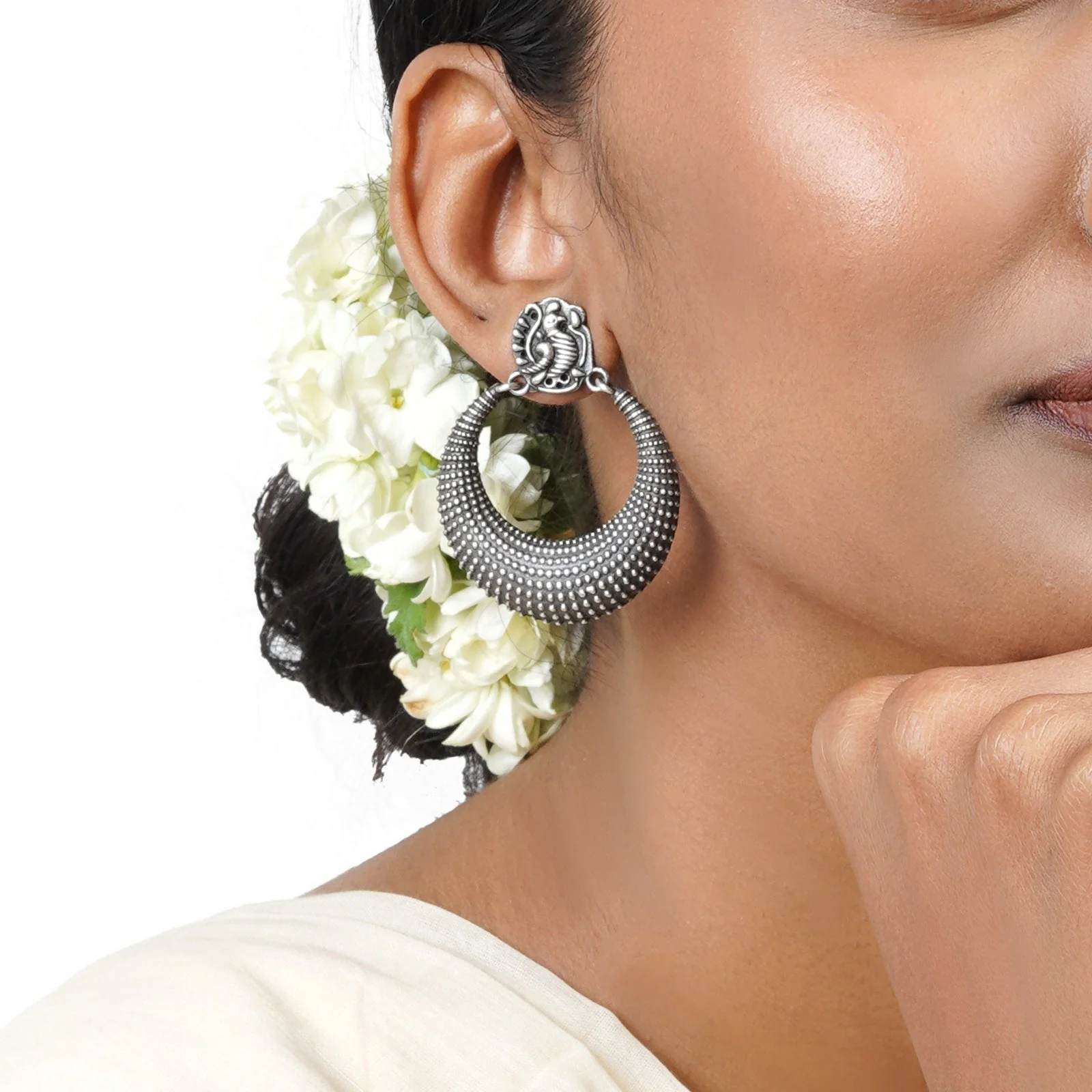 Teejh Pranali Silver Oxidised Earrings - Image 2