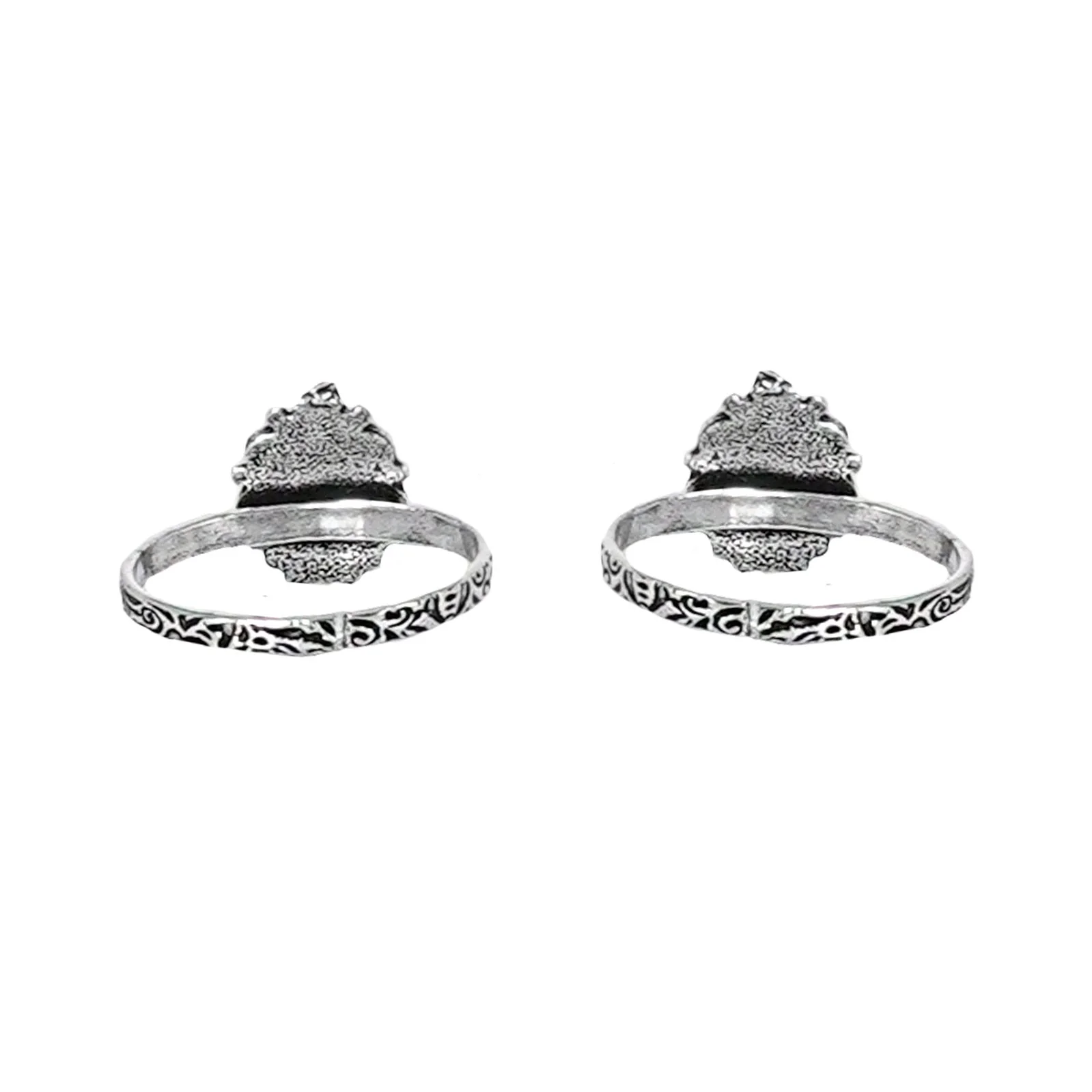 Teejh Pravya Pink Stone Silver Oxidised Toe Rings - Image 6