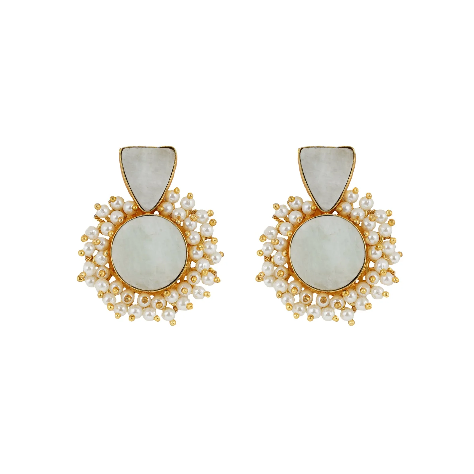Teejh Preeti Light Green Stone and Pearl Earring - Image 3