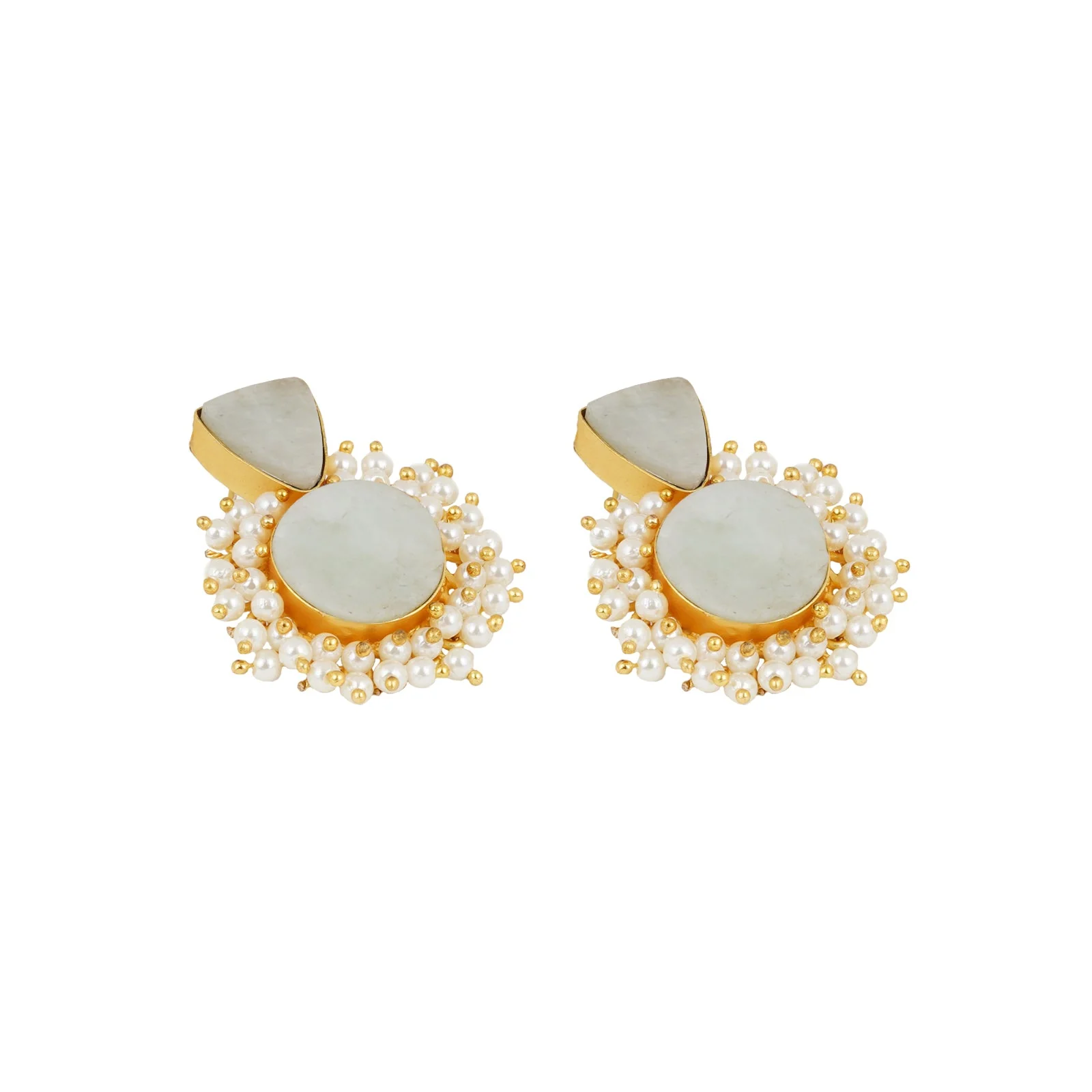 Teejh Preeti Light Green Stone and Pearl Earring - Image 4