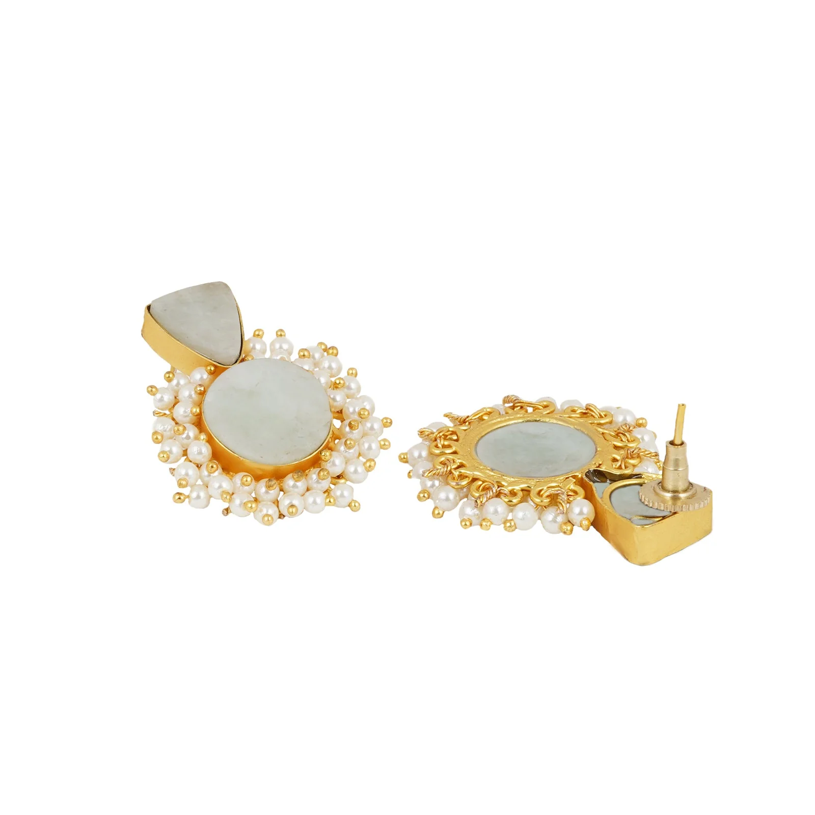 Teejh Preeti Light Green Stone and Pearl Earring - Image 5