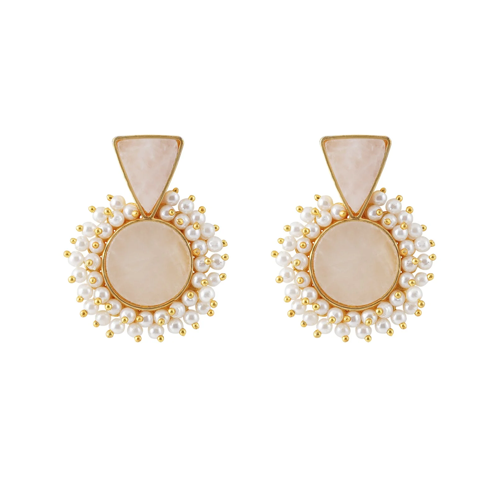 Teejh Preeti Light Pink Stone and Pearl Earring - Image 2