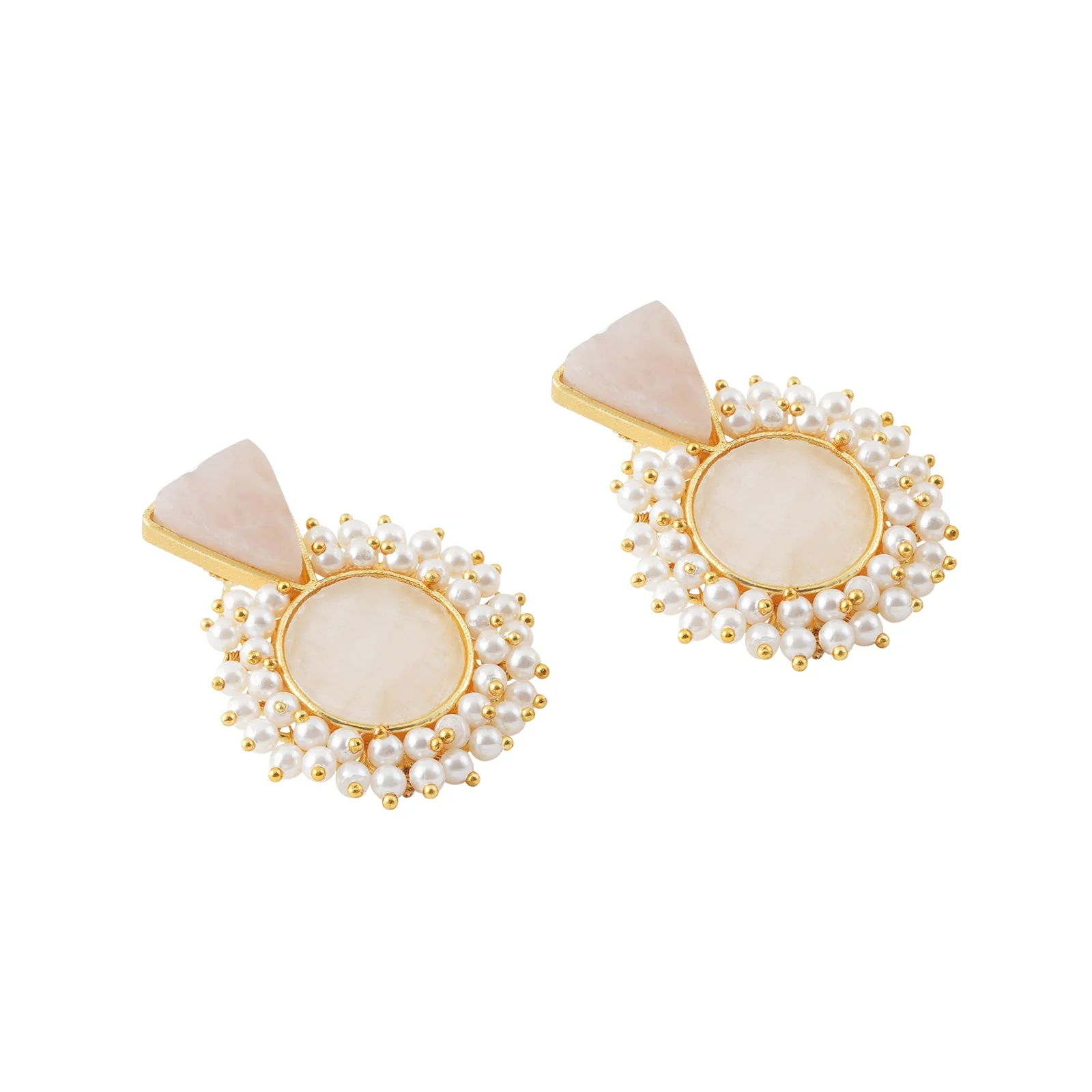 Teejh Preeti Light Pink Stone and Pearl Earring - Image 3