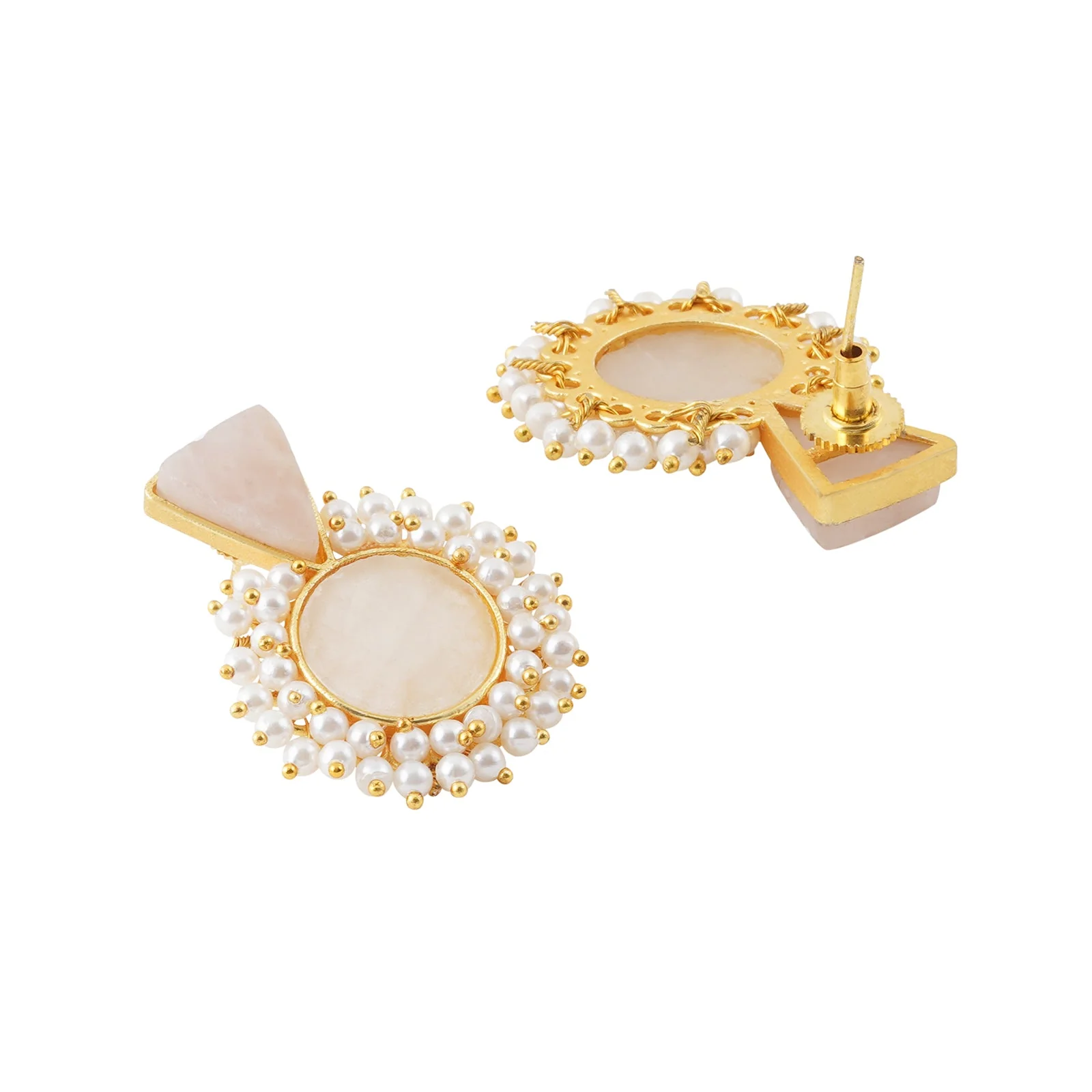 Teejh Preeti Light Pink Stone and Pearl Earring - Image 4