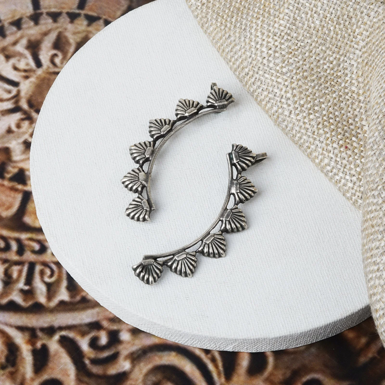 Teejh Prisha Silver Oxidised Earcuff - Image 5