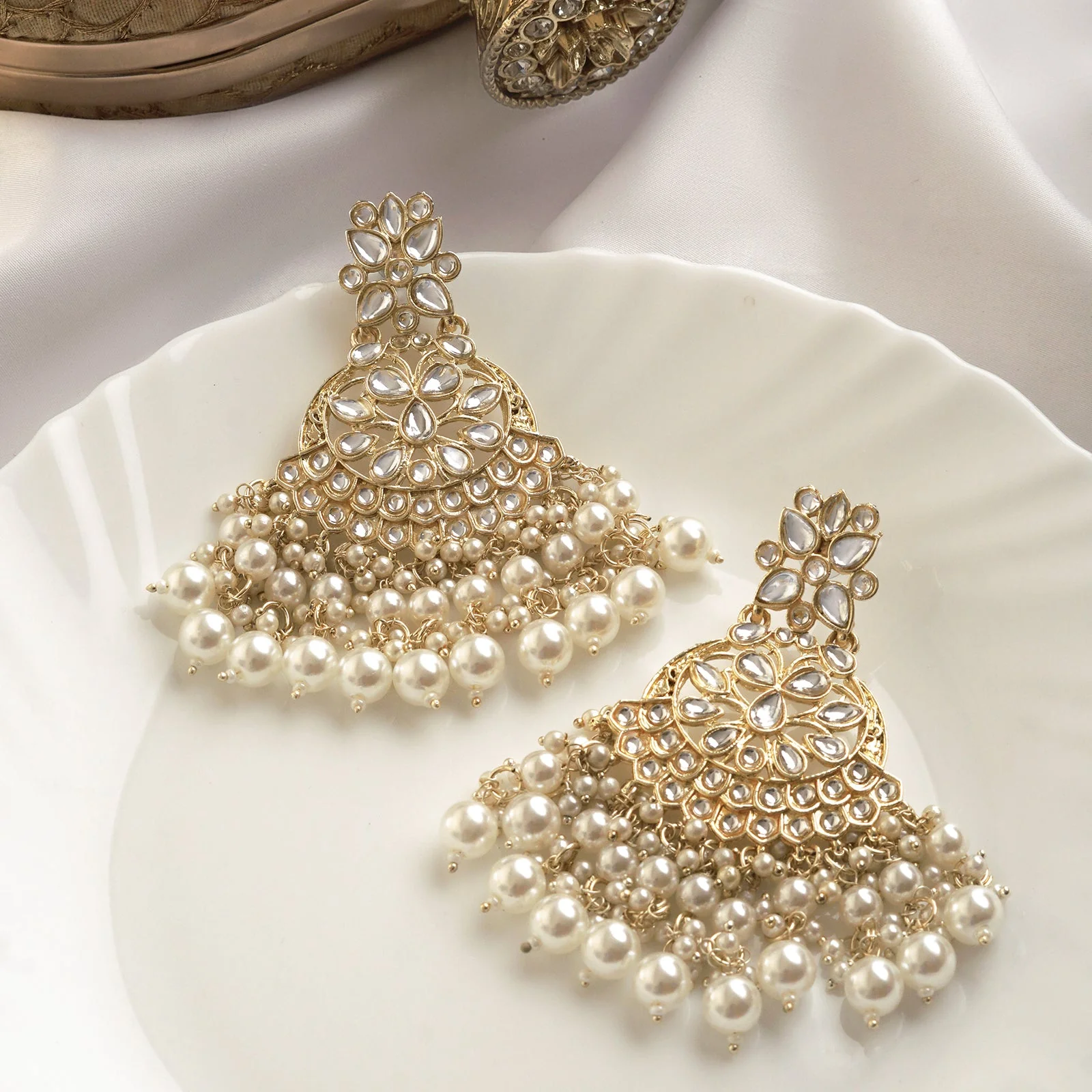 Teejh Priyal Pearl and Polki Earring - Image 2