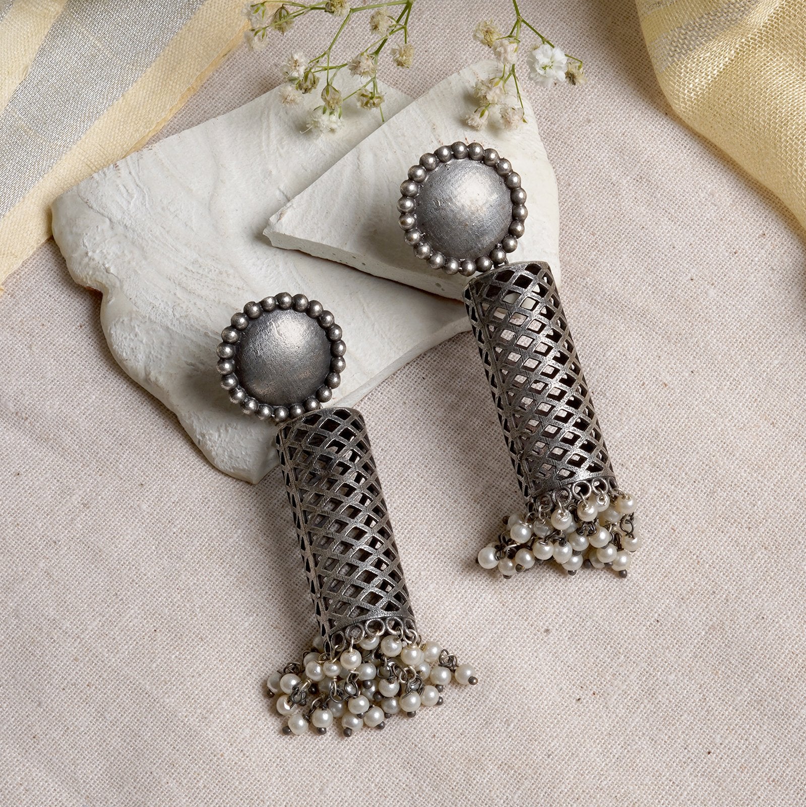 Teejh Qushi Silver Oxidised Earrings - Image 2